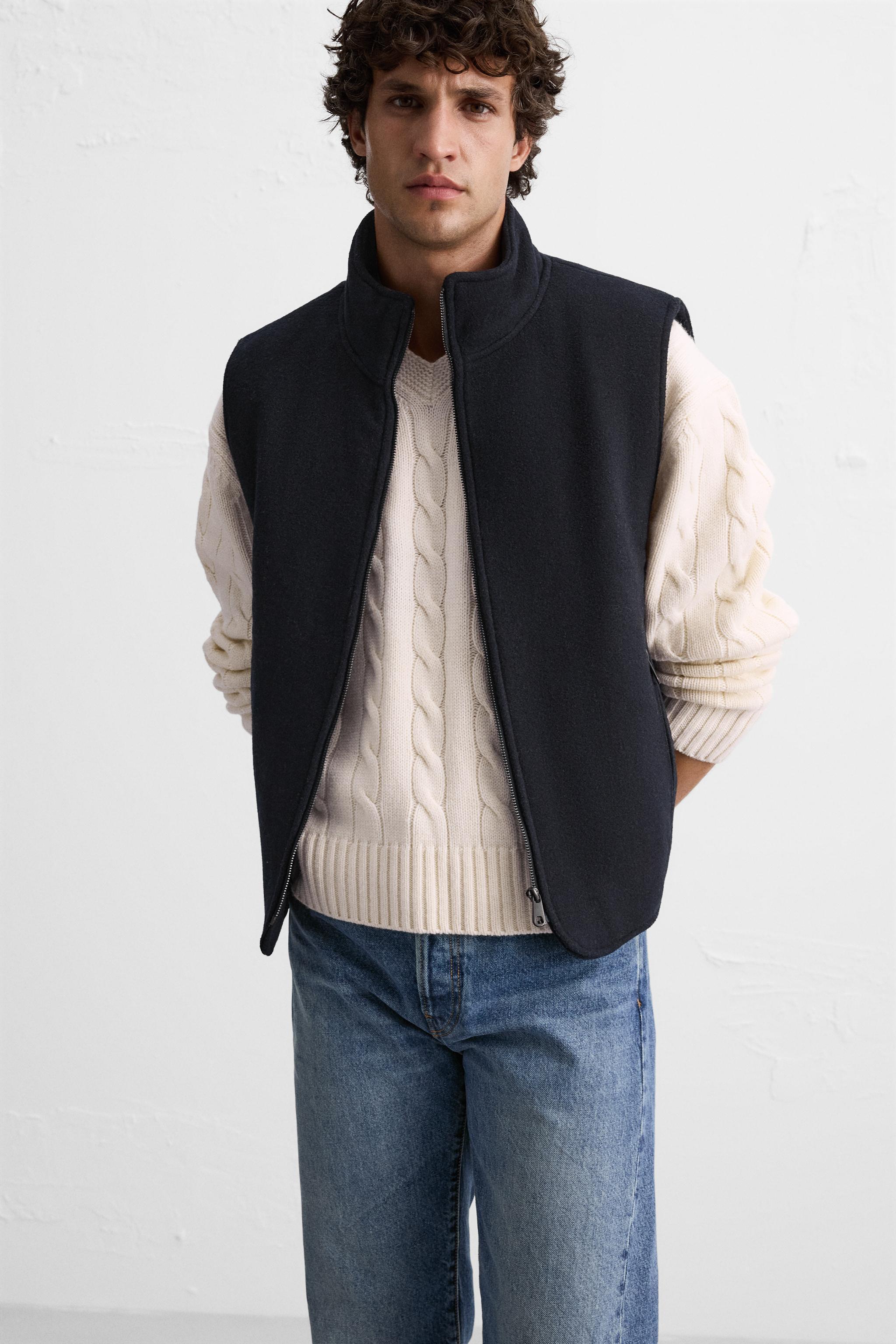 ZIPPERED FELT TEXTURE VEST Product Image