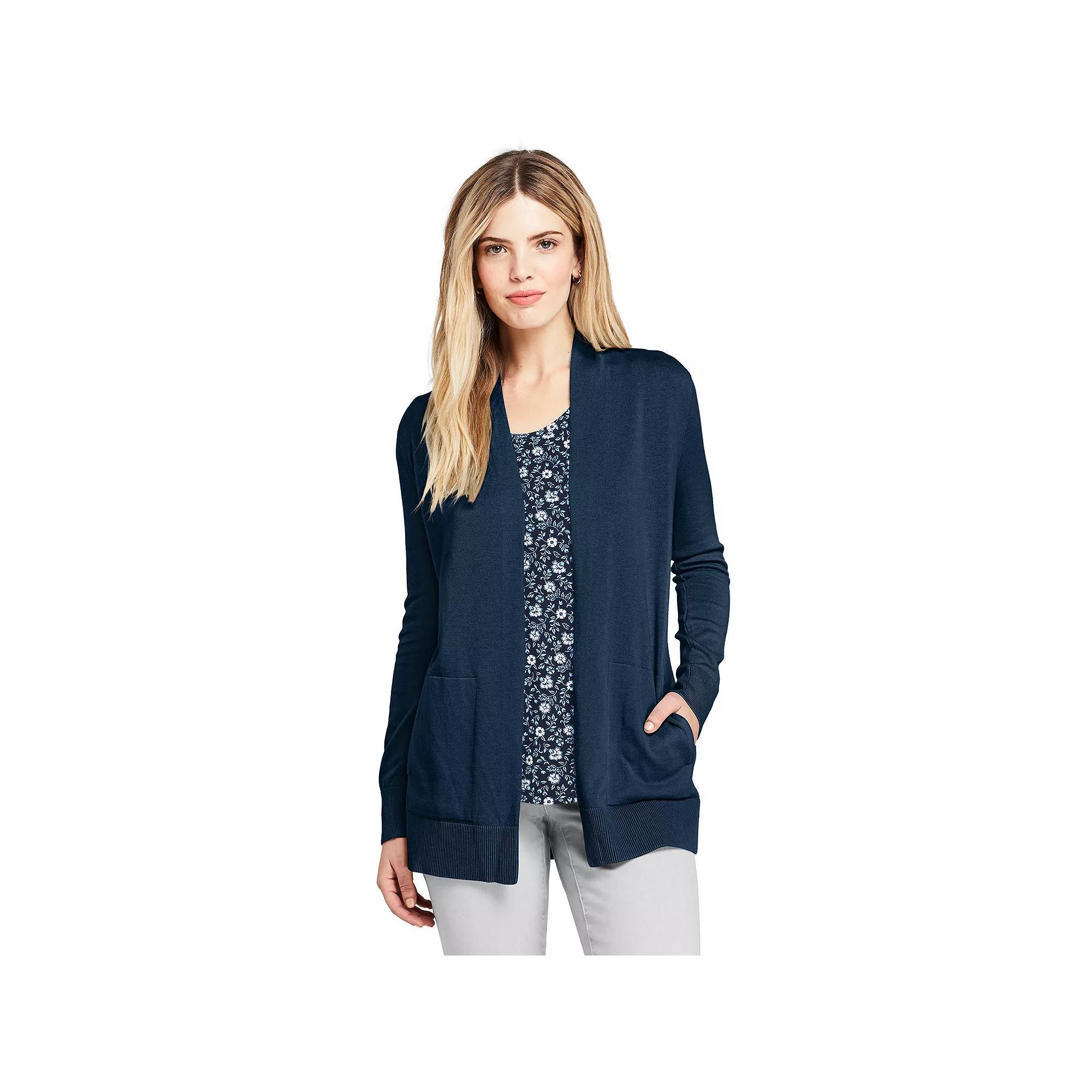 Women's Lands' End Open-Front Long Cardigan Sweater, Size: XS, Radiant Blue Product Image