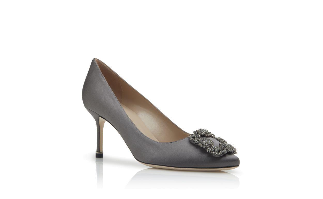 HANGISI 70 Dark Grey Satin Jewel Buckle Pumps Product Image