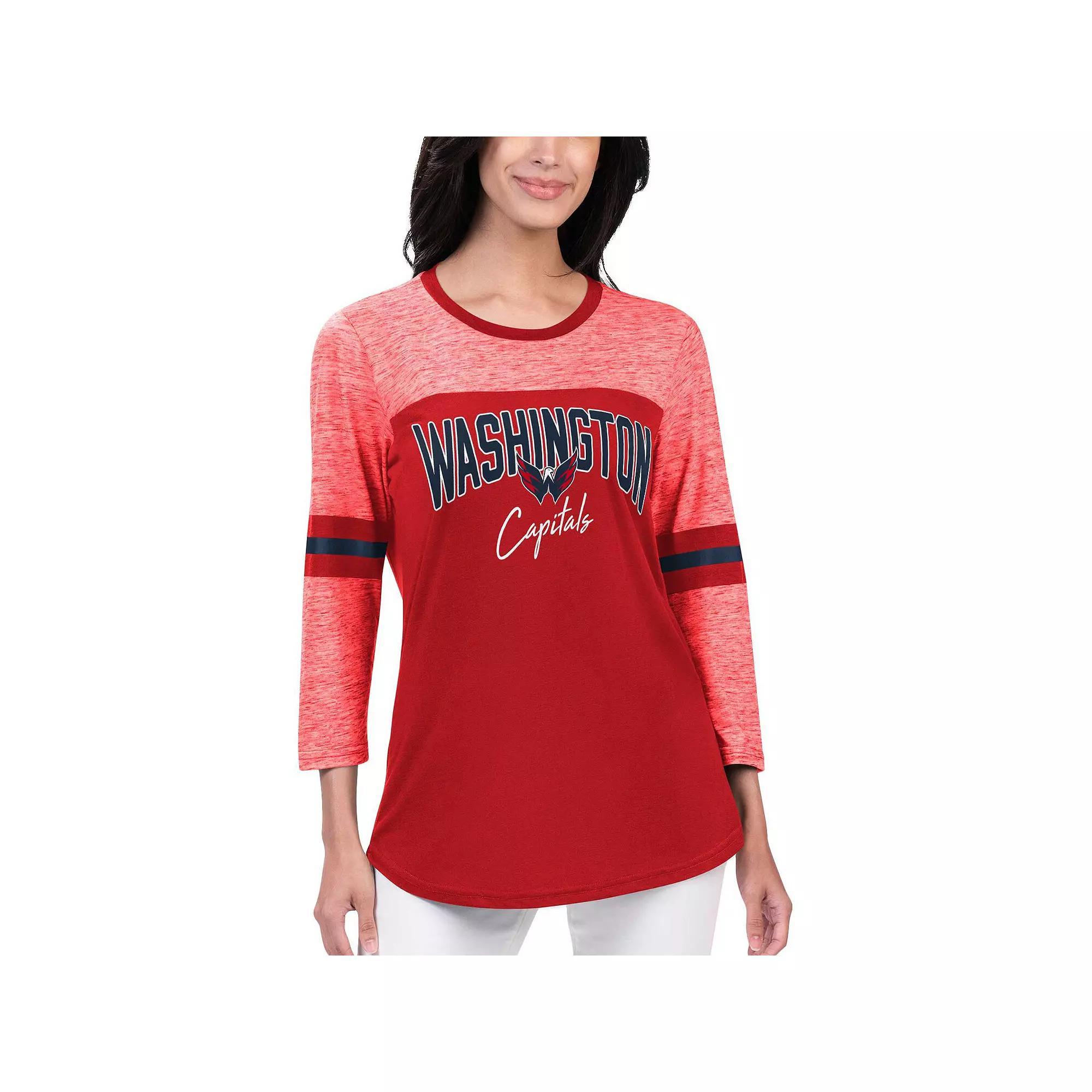 Women's G-III 4Her by Carl Banks Red Washington Capitals Play The Game 3/4-Sleeve T-Shirt,  Product Image