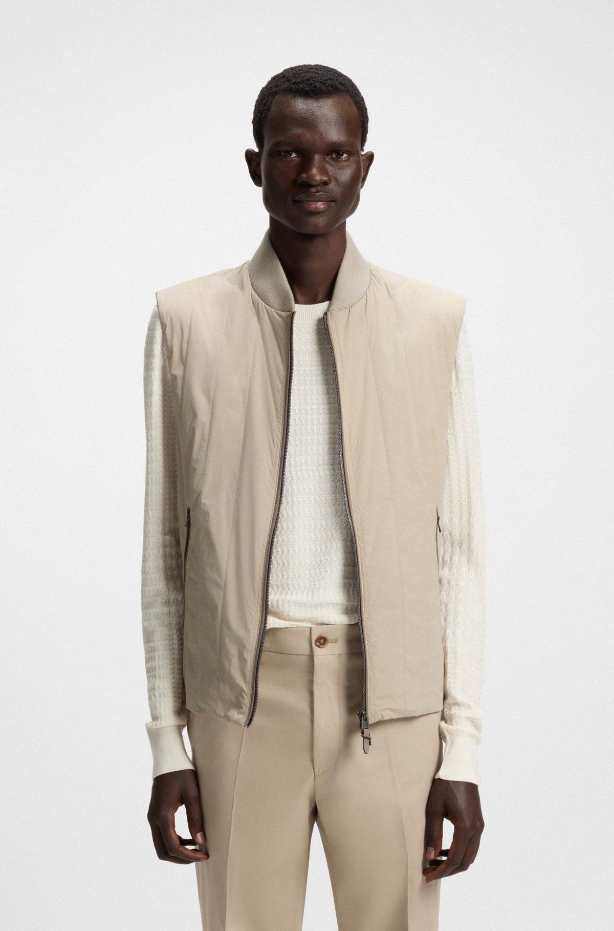 BOSS - Water-repellent gilet with tonal binding - Khaki Product Image