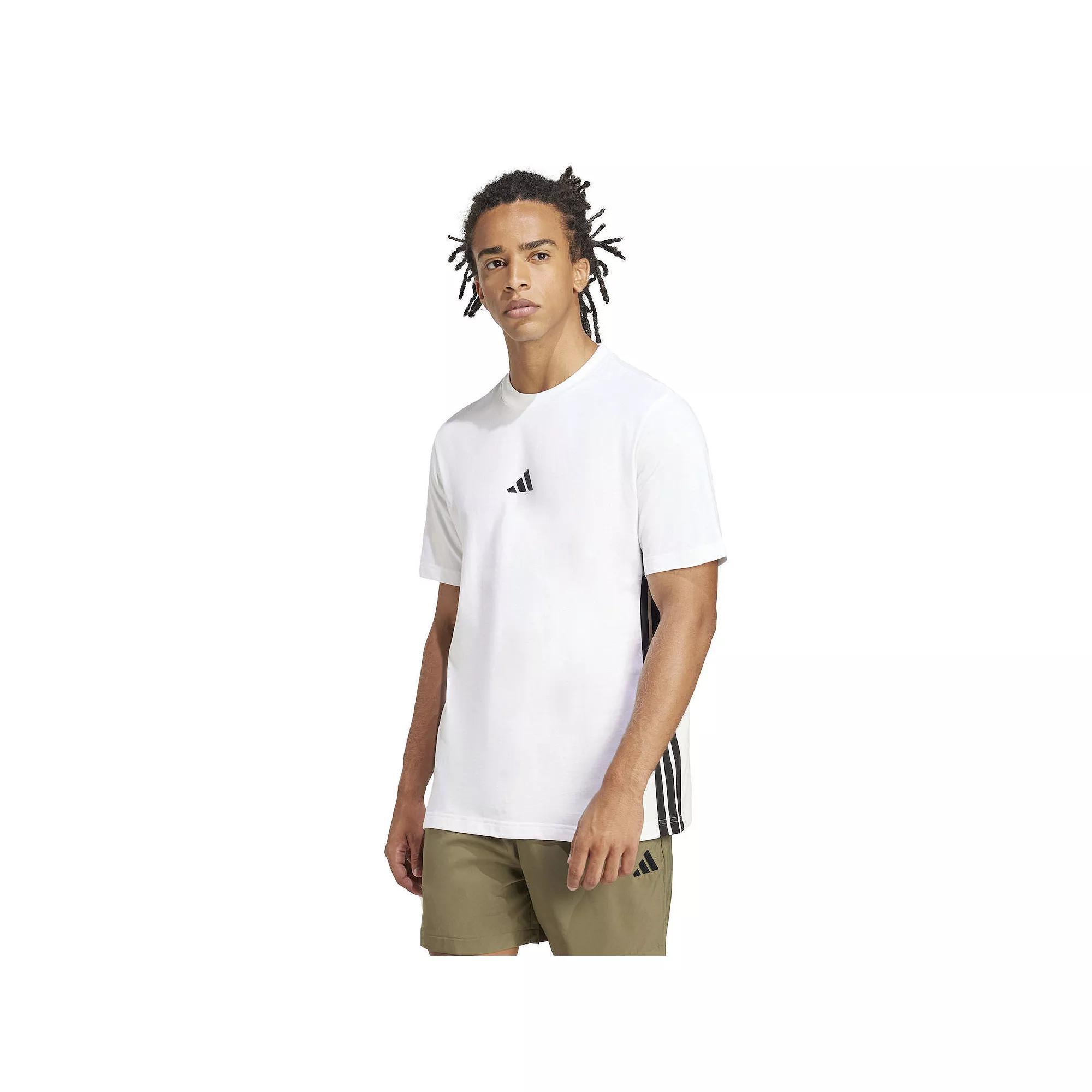 Men's adidas Essentials 3-Stripes Single Jersey Sportswear T-Shirt, Size: XXL, White Product Image