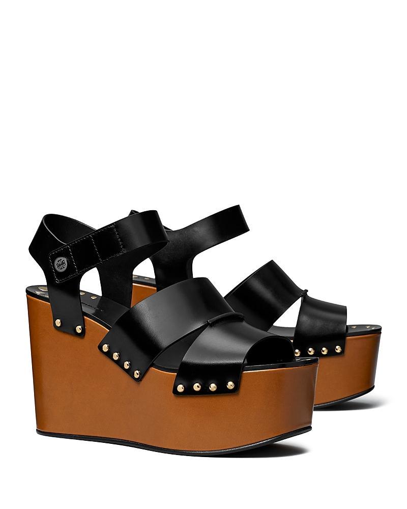 Womens 110MM Studded Leather Platform Wedge Sandals Product Image