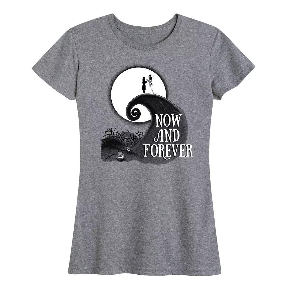 Disney's The Nightmare Before Christmas Women's Now And Forever Graphic Tee, Size: Medium, Grey Gray Product Image