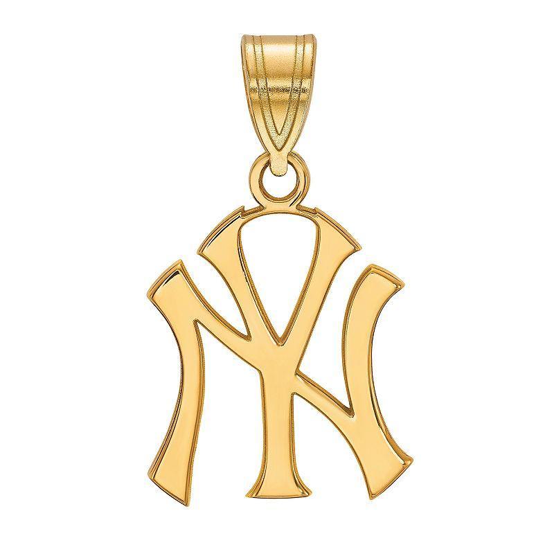 LogoArt Sterling Silver New York Yankees Pendant, Womens 14k Gold Plated Product Image