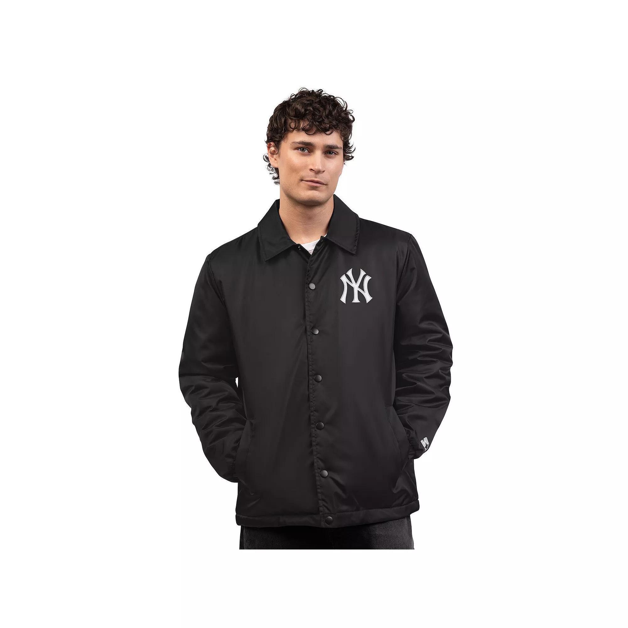Men's Starter Black New York Yankees Full-Snap Coaches Jacket,  Product Image