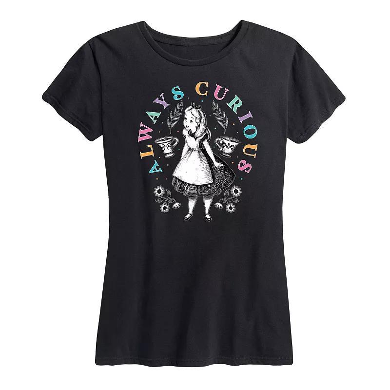 Disney's Alice in Wonderland Women's Always Curious Graphic Tee, Girl's, Size: Small, Grey Blue Product Image