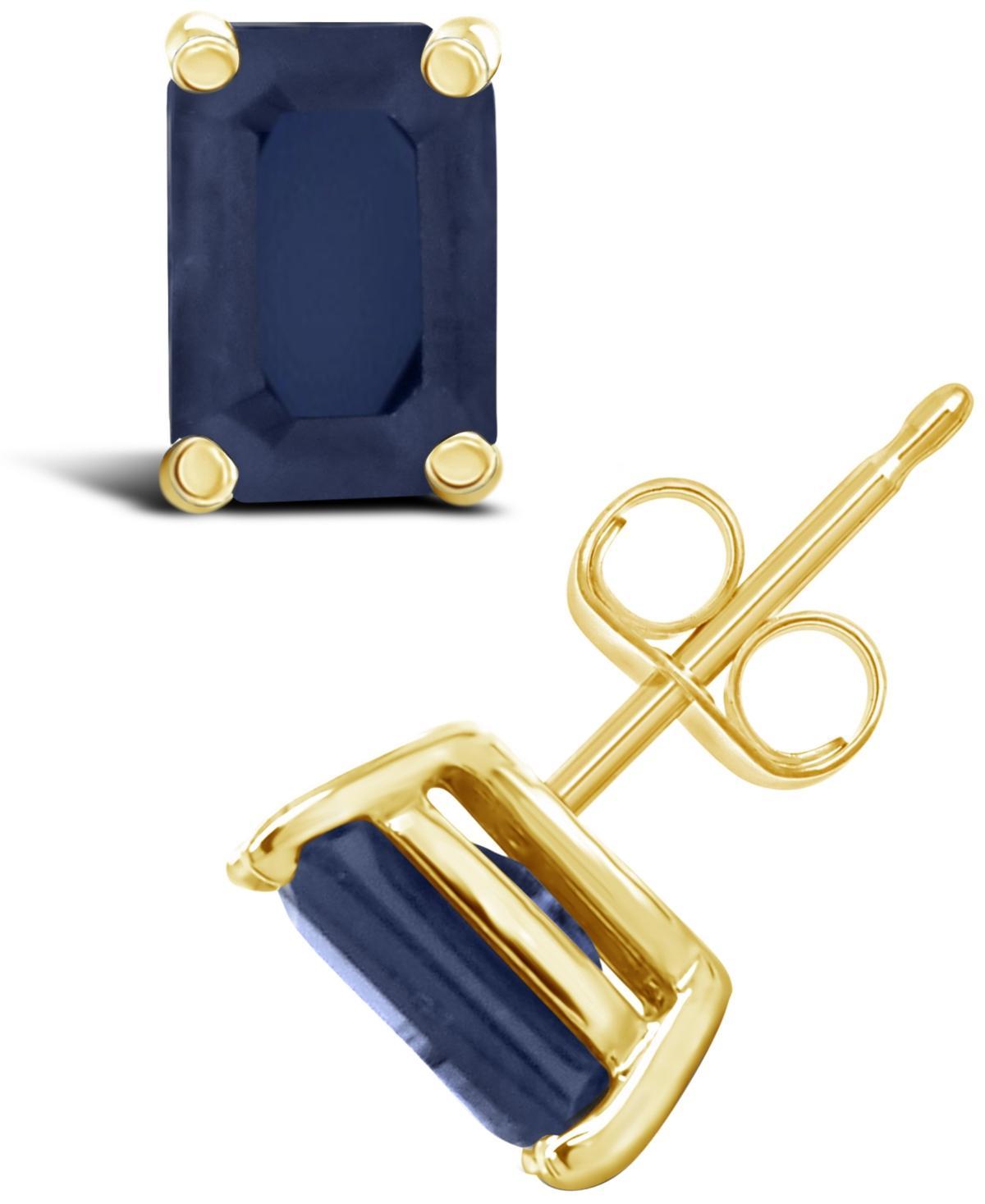 Celebration Gems 14k Gold Emerald Cut Sapphire Stud Earrings, Women's, 14k Whgold Product Image