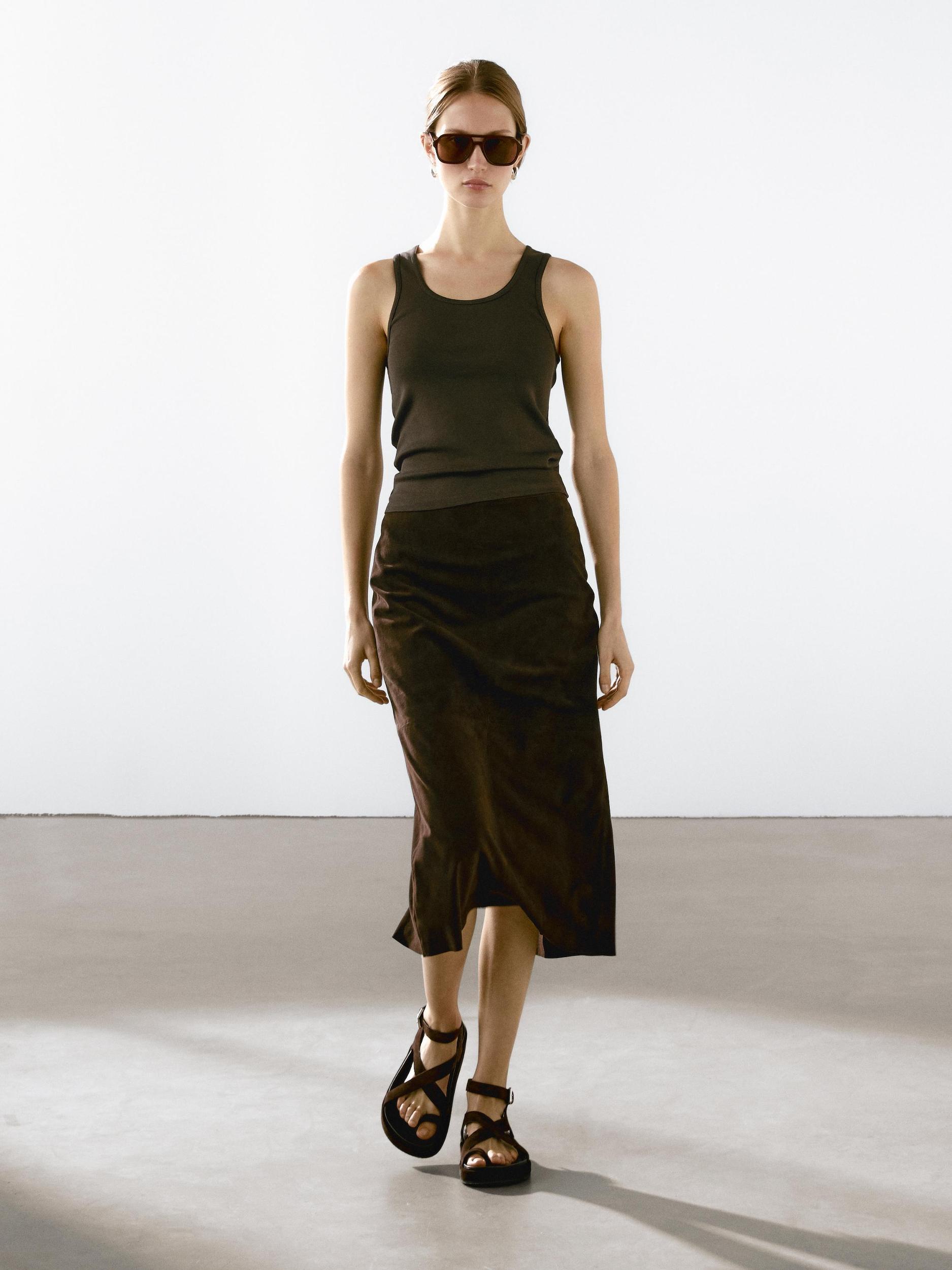 100% cotton T-shirt with wide straps Product Image