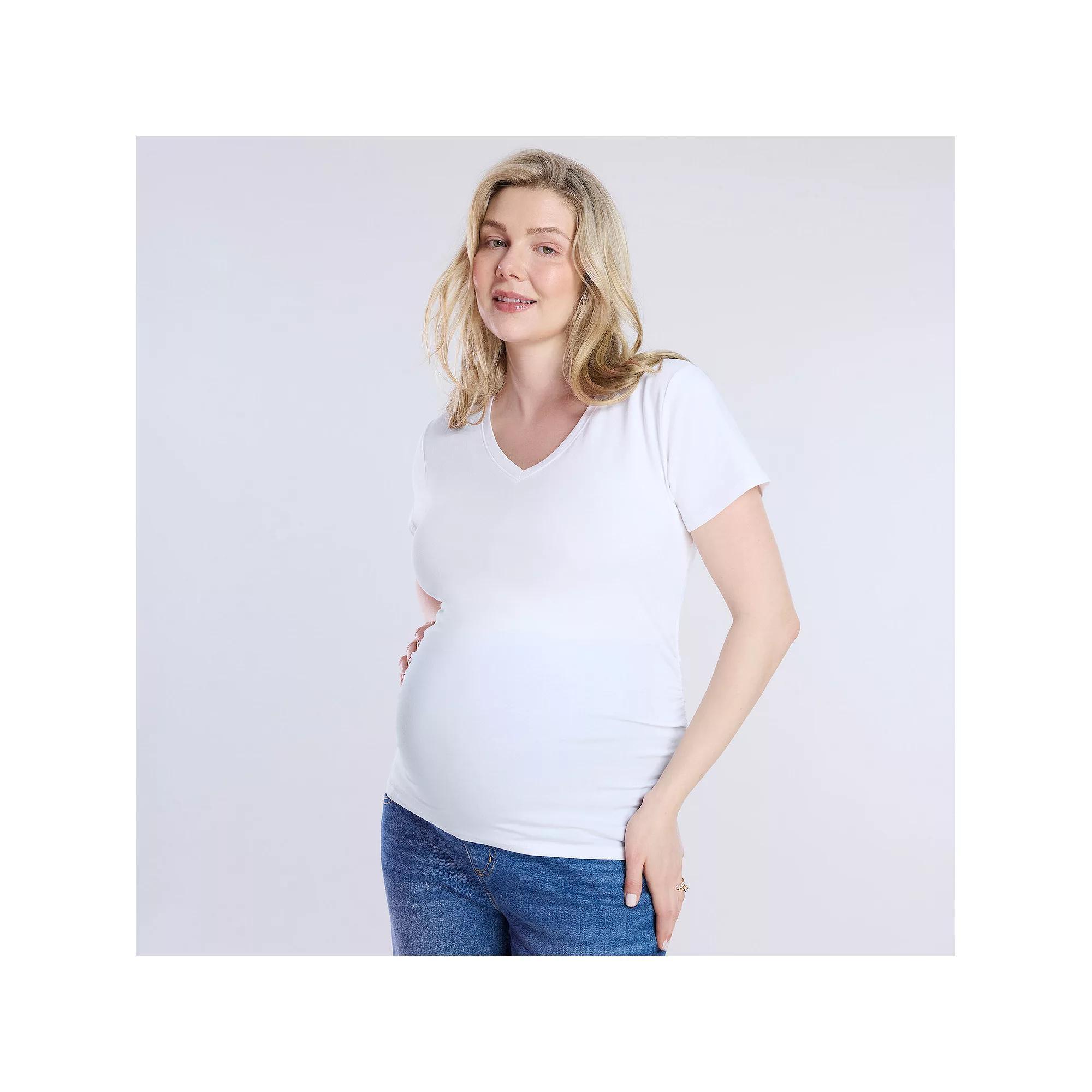 Maternity Motherhood® Side Ruched V-Neck Tee, Women's,  Product Image