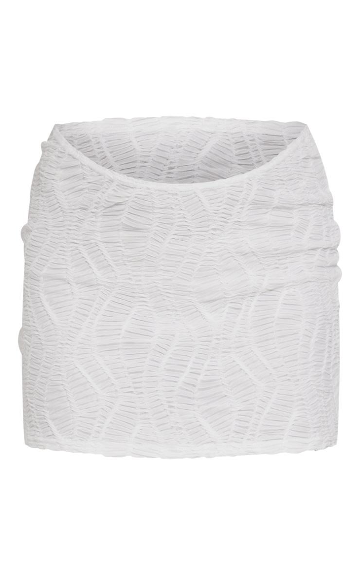 White Textured Jersey Dip Hem Micro Mini Skirt Product Image