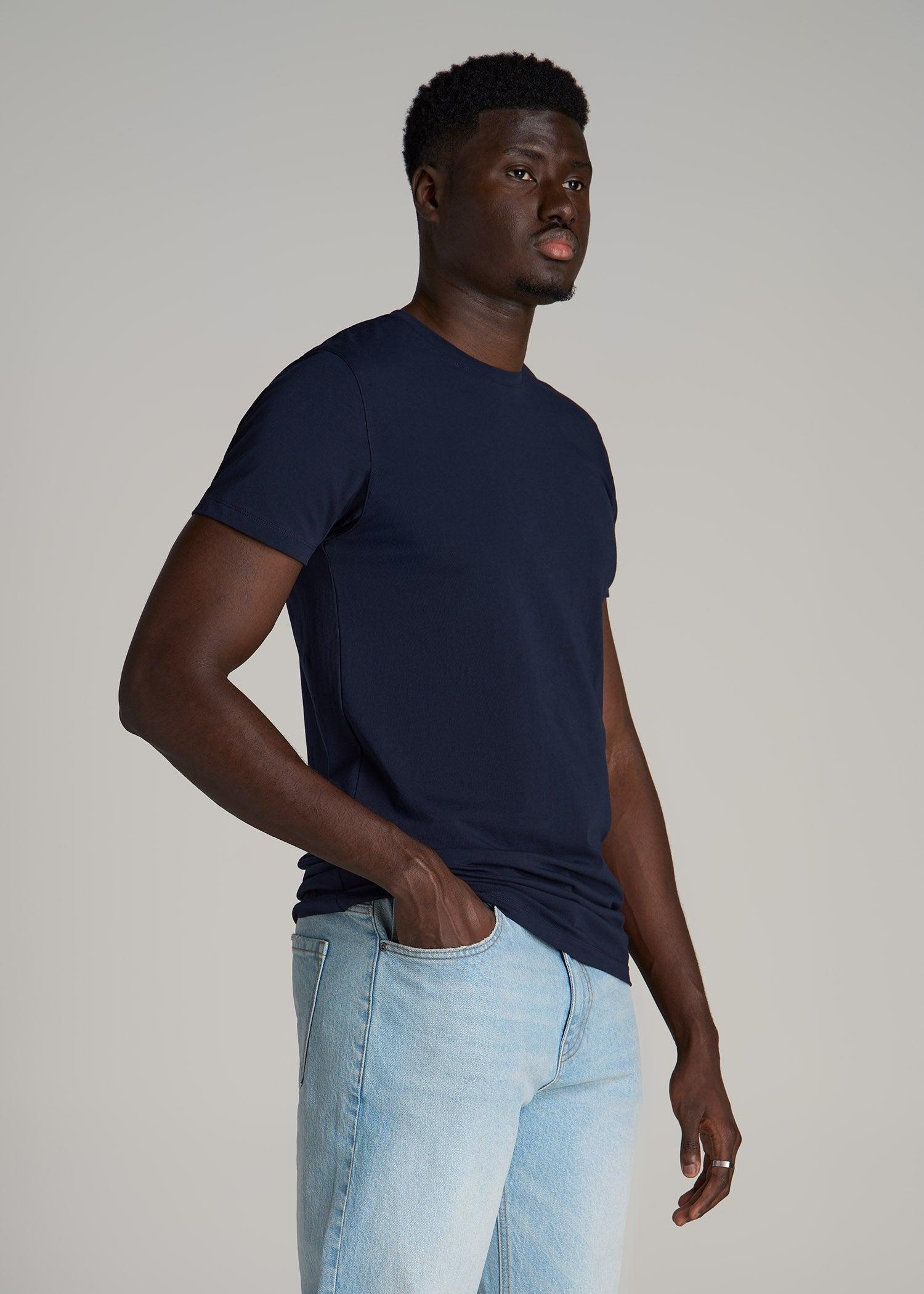 The Essential MODERN-FIT Crewneck Tee for Tall Men in True Navy Male Product Image