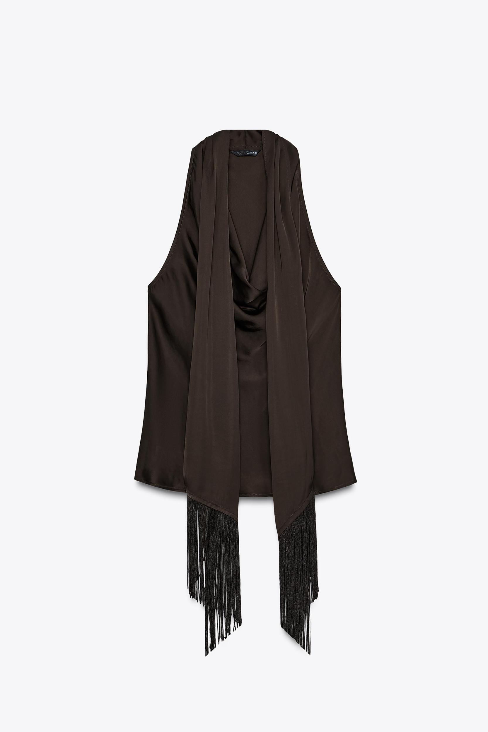 FRINGED SATIN EFFECT TOP Product Image