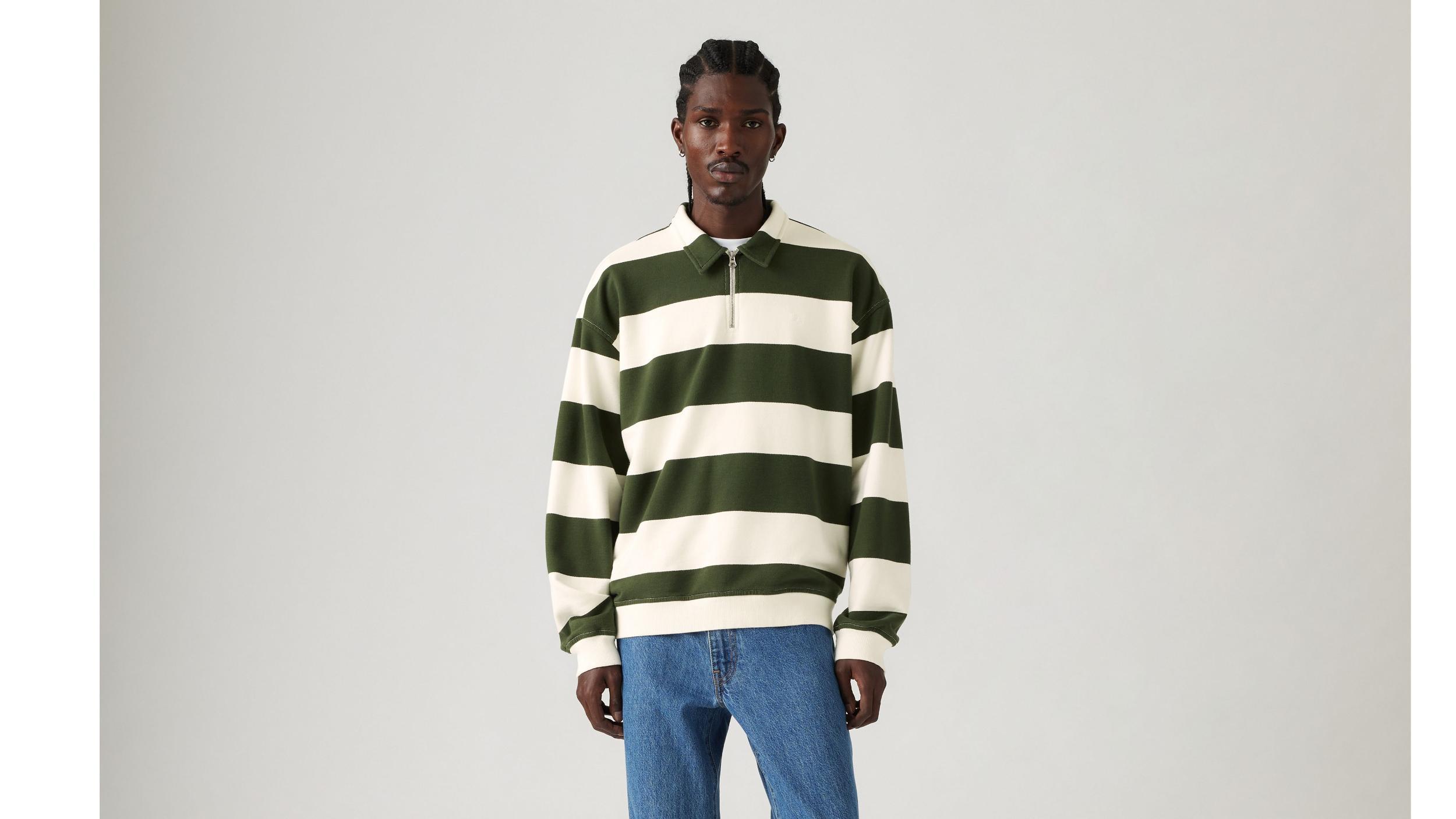 Quarter Zip Collar Crewneck Sweatshirt Product Image