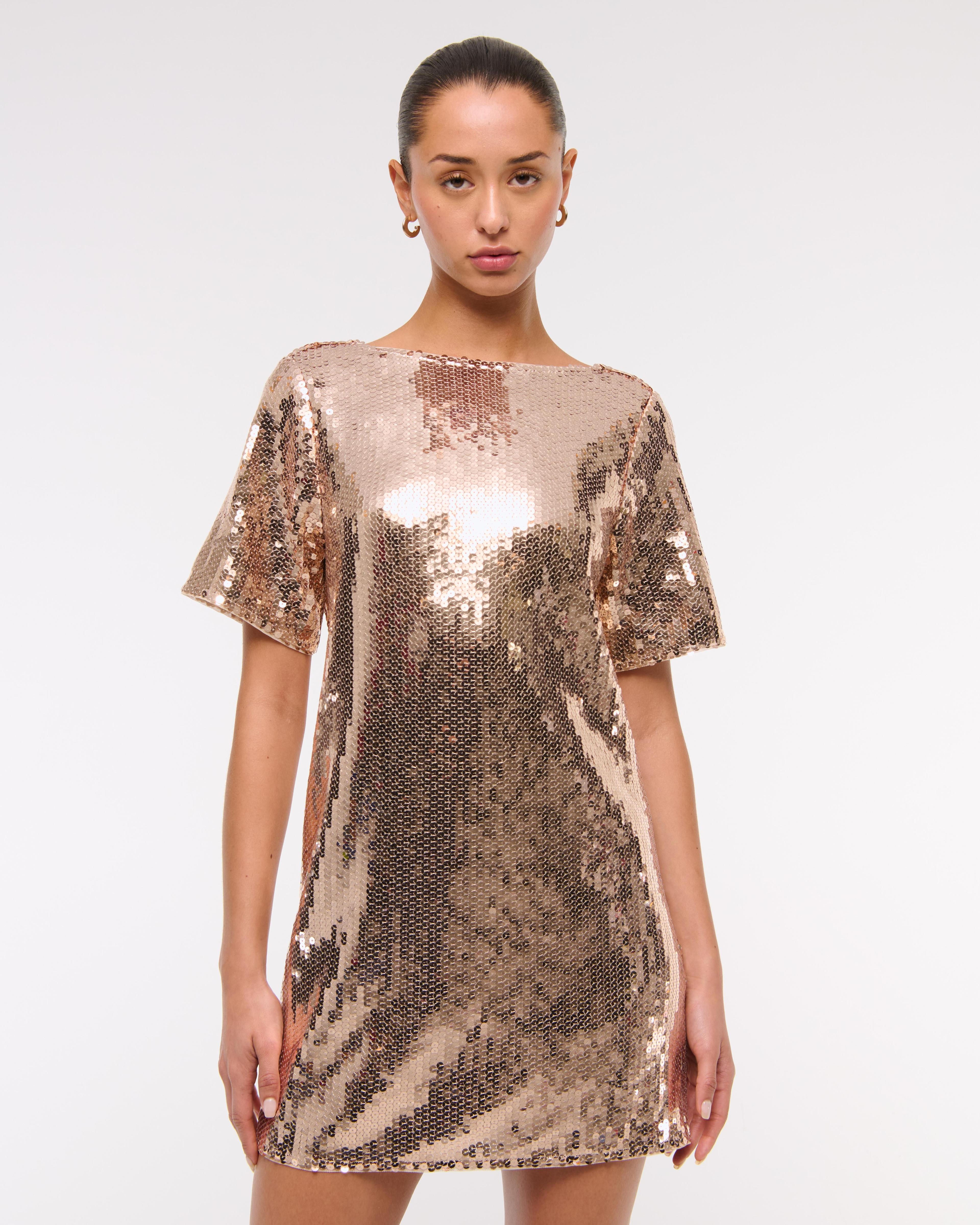 Sequin Tee Shift Mini Dress Product Image