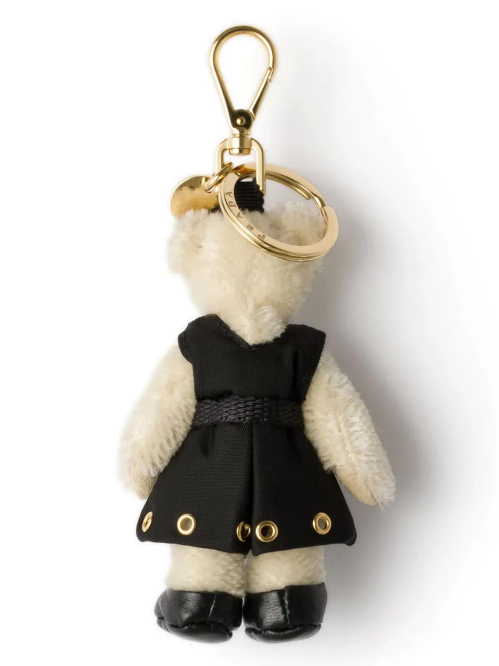 PRADA Bear Charm Keychain In White Product Image