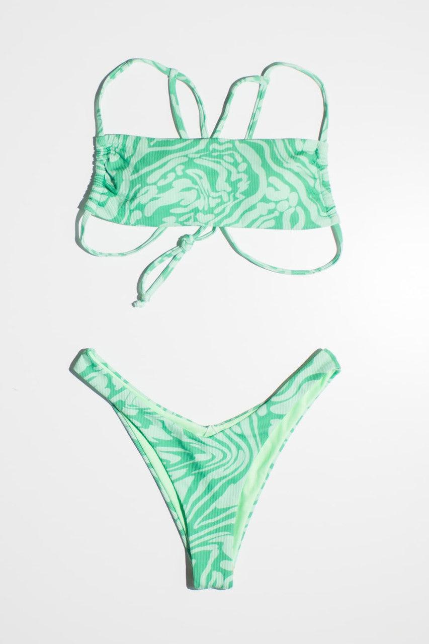 Green Tones Swirl Bikini Top Product Image