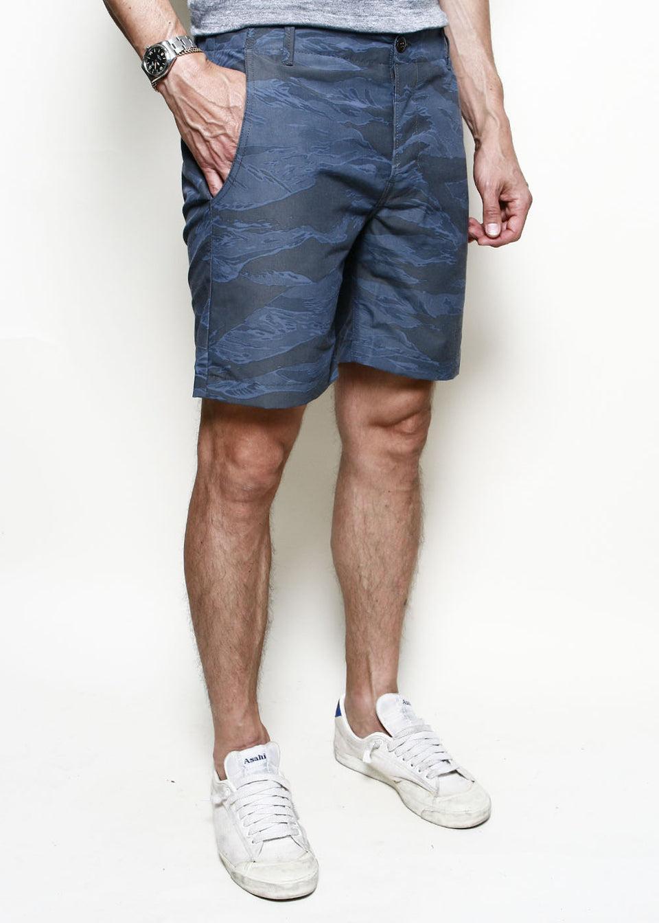 Fatigue Shorts // Tiger Camo Blue Product Image