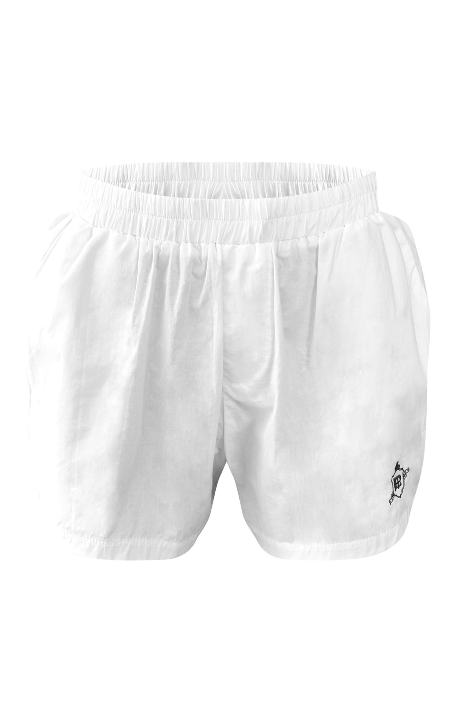 White Embroidered Linen Floaty Shorts Product Image