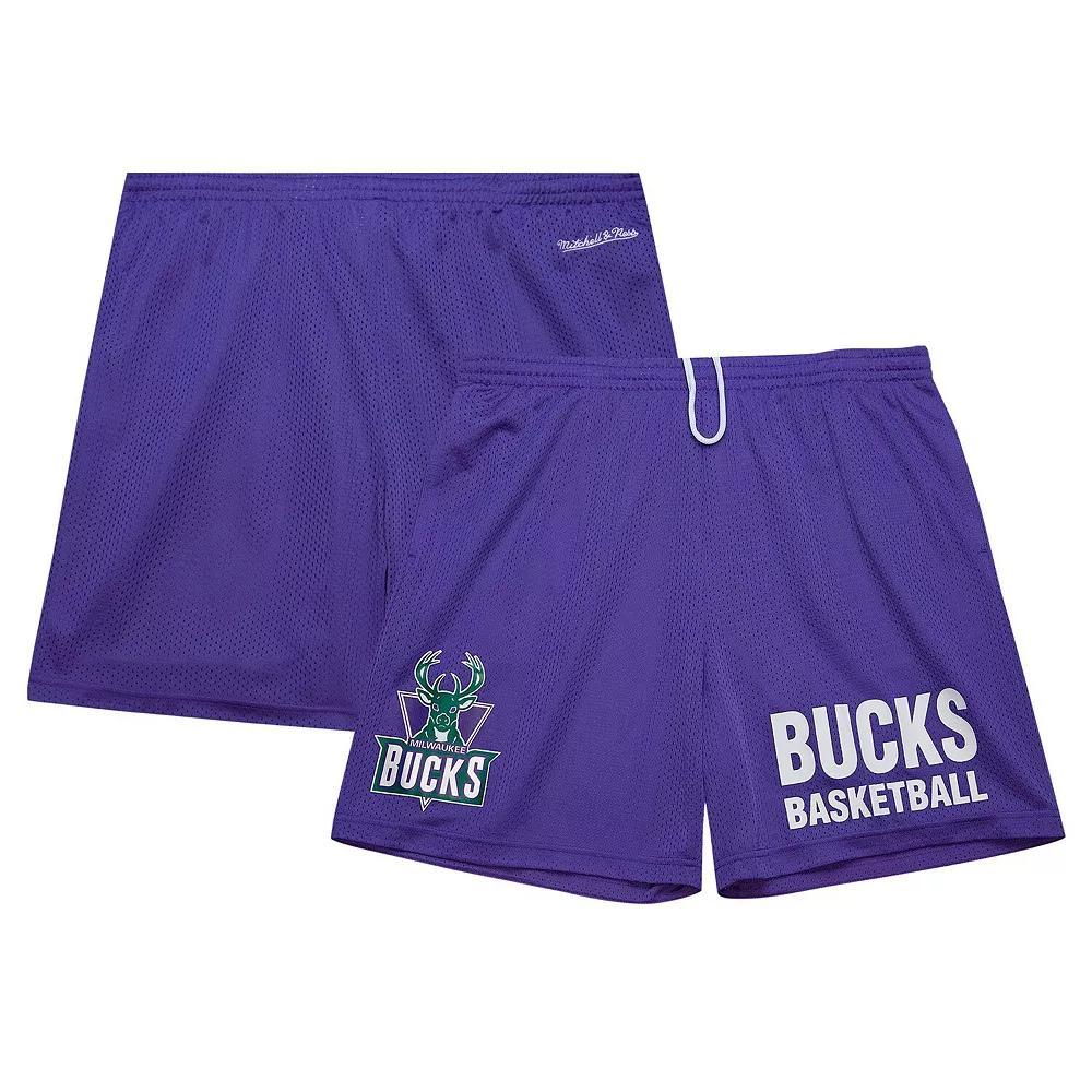 Men's Mitchell & Ness Purple Milwaukee Bucks Hardwood Classics Gameday Mesh Shorts,  Product Image