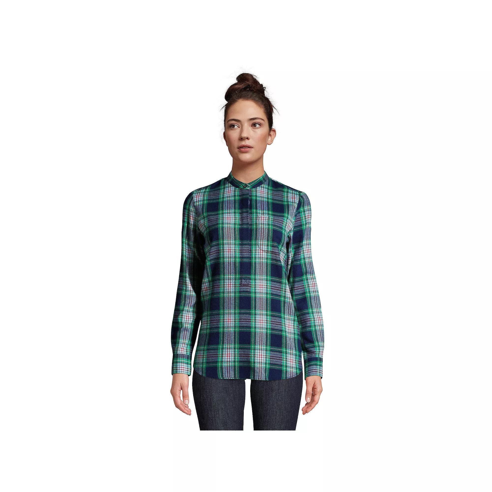 Petite Lands' End Relaxed Flannel Tunic Shirt, Women's,  Product Image