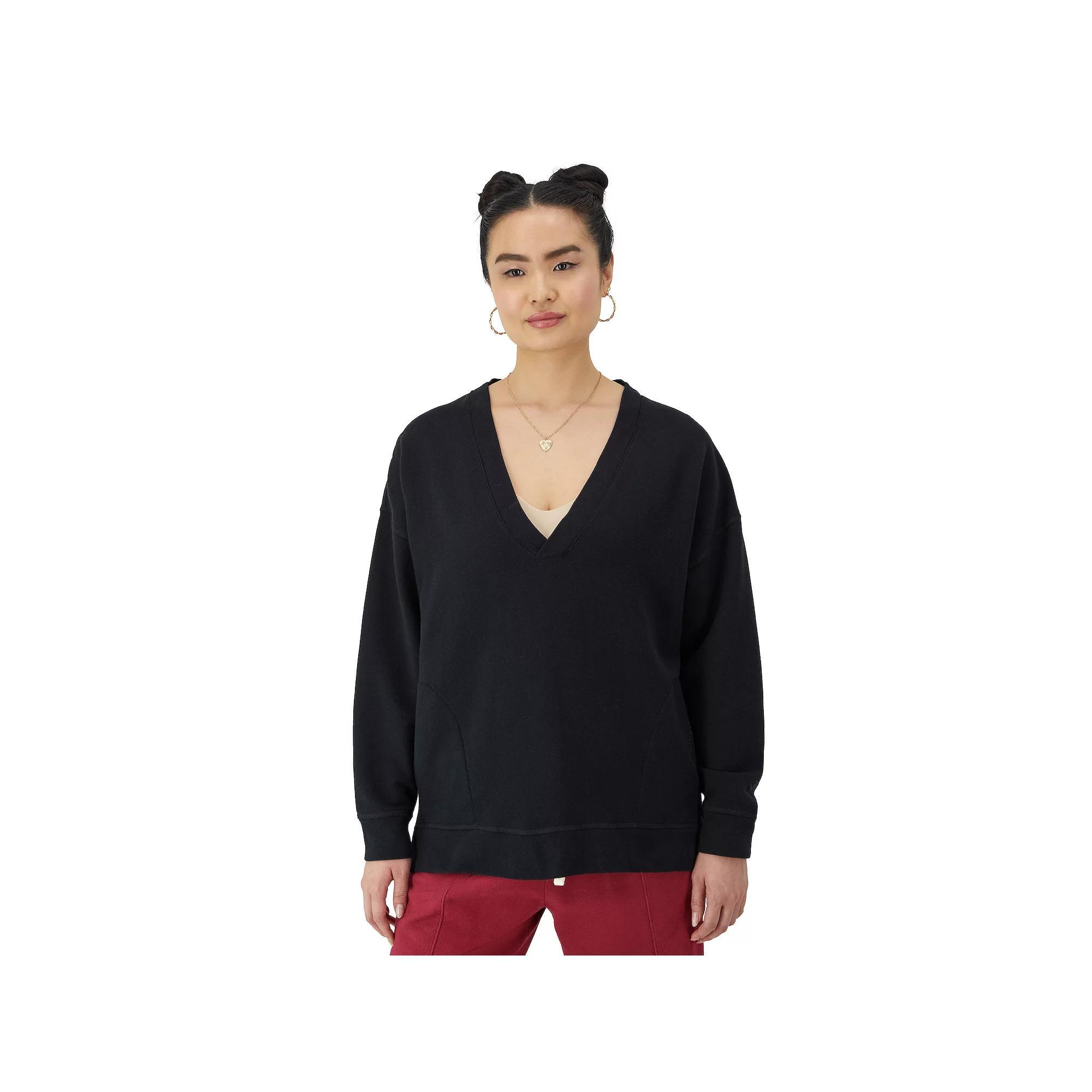 Women's Champion® Vintage Wash Oversized V-Neck Pullover, Size: Large, Black Product Image