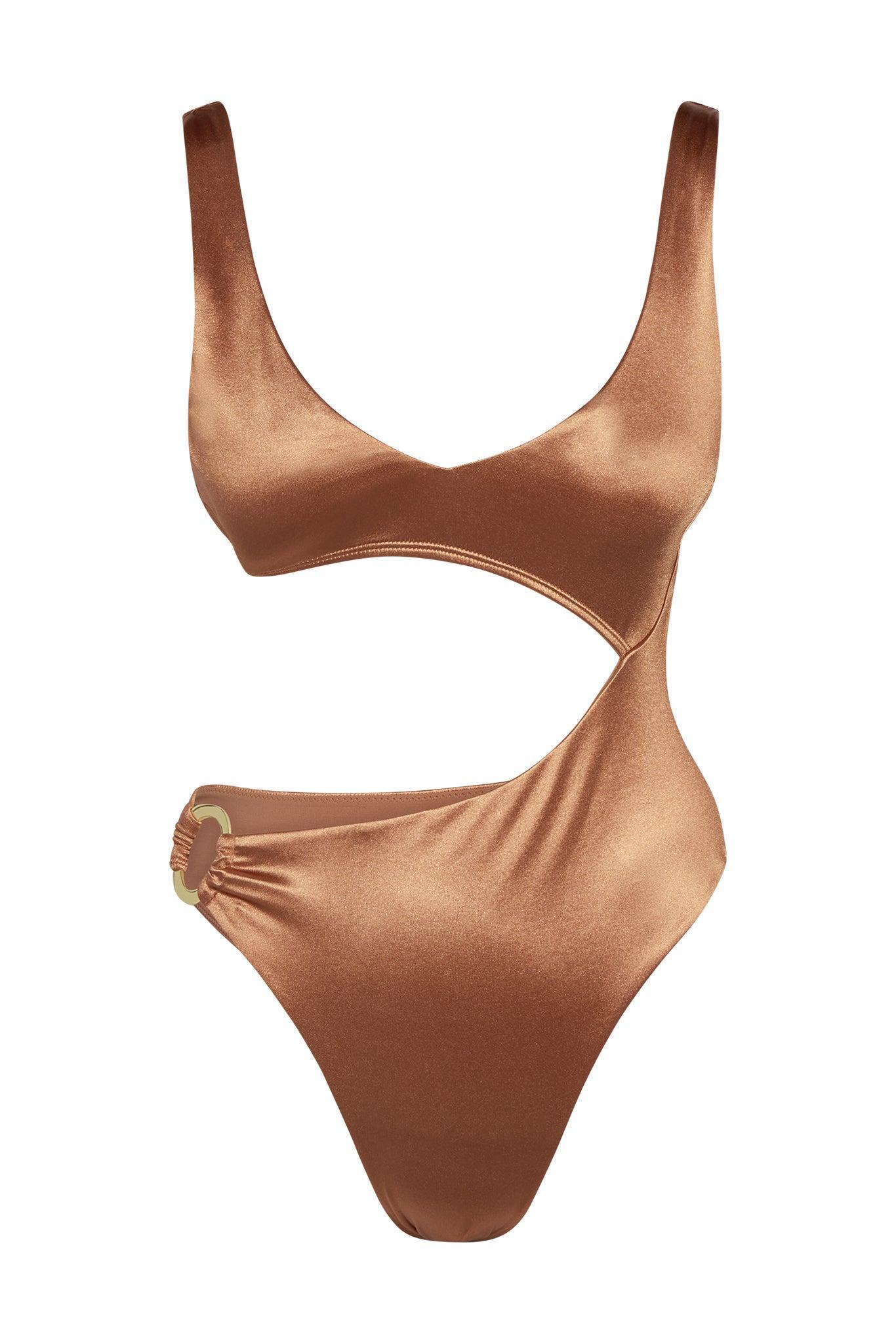 St. Barth's One Piece - Bronze Shiny Jersey Product Image
