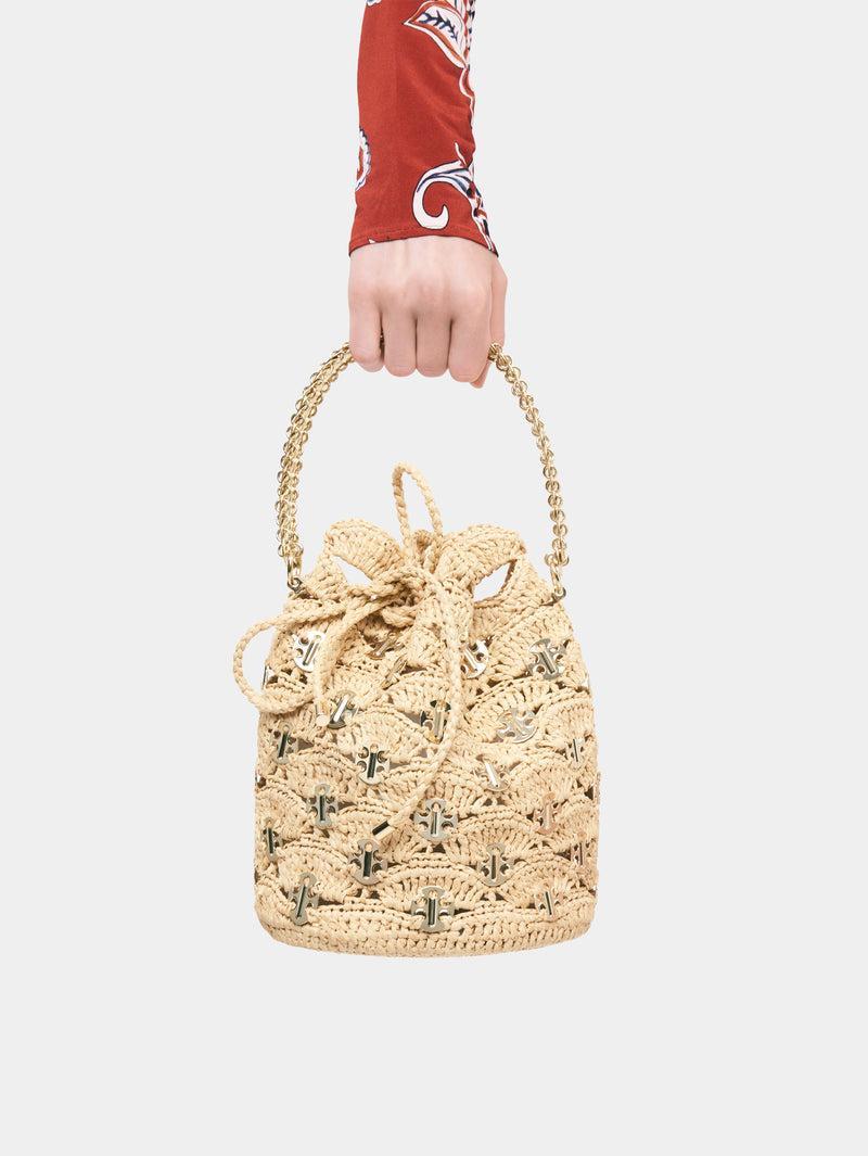 New Raphia wave bucket bag with signature 1969 discs Product Image