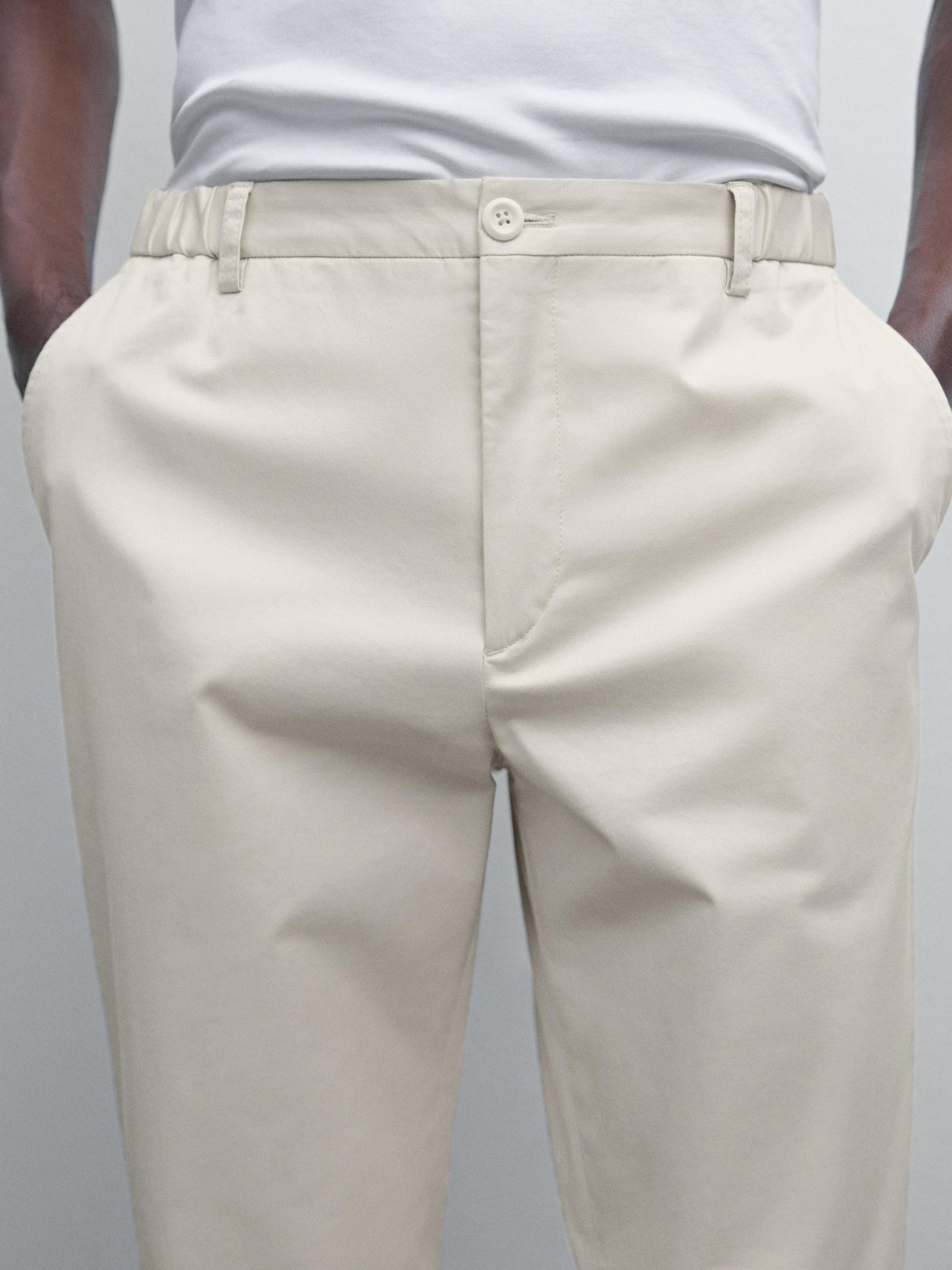 Cotton blend slim fit trousers Product Image