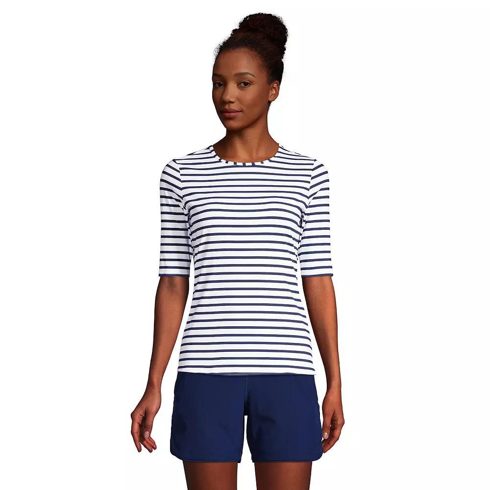 Women's Lands' End UPF 50 Elbow-Sleeve Rash Guard Swim Tee,  Product Image