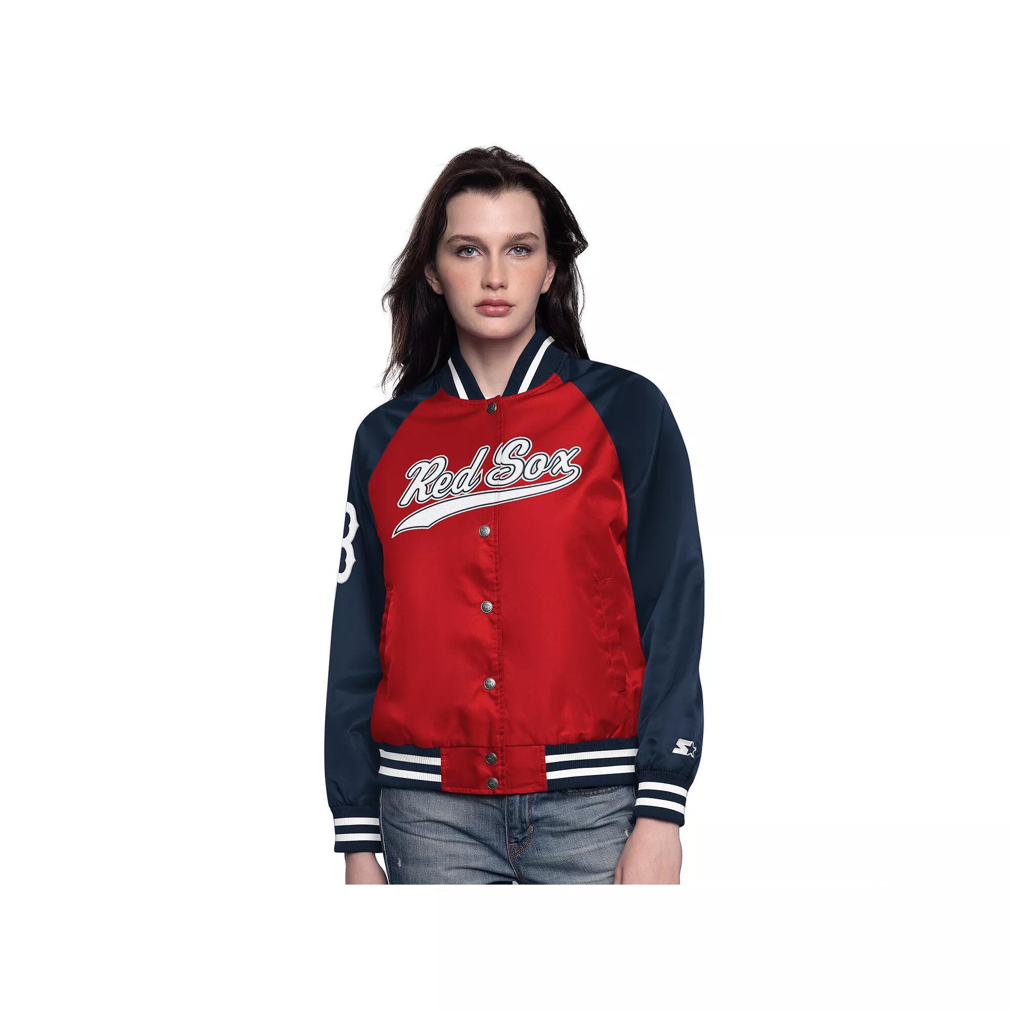 Women's Starter Red/Navy Boston Red Sox Home Run Full-Snap Varsity Jacket, Size: Medium Product Image