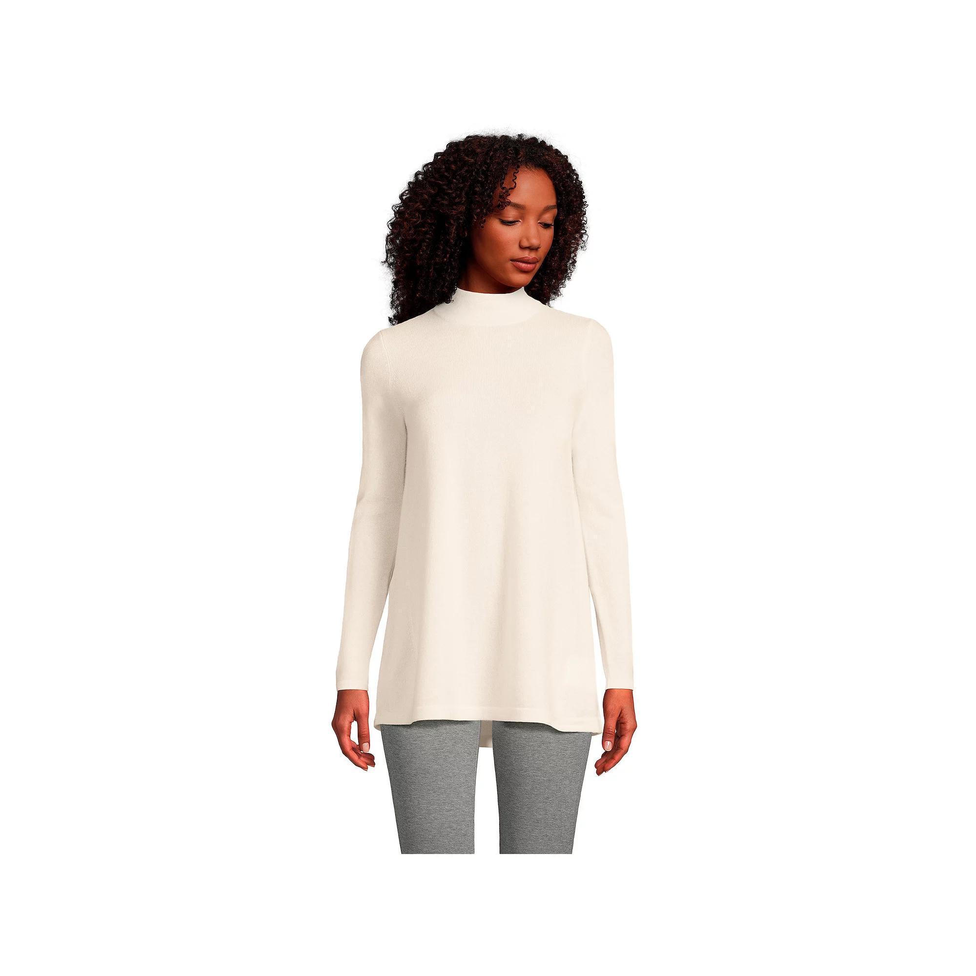 Women's Lands' End Cashmere Mock Neck Swing Tunic Sweater,  Product Image