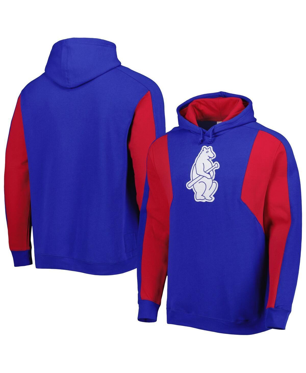 Mens Mitchell & Ness /Red Boston Red Sox Colorblocked Fleece Pullover Hoodie Blue Product Image