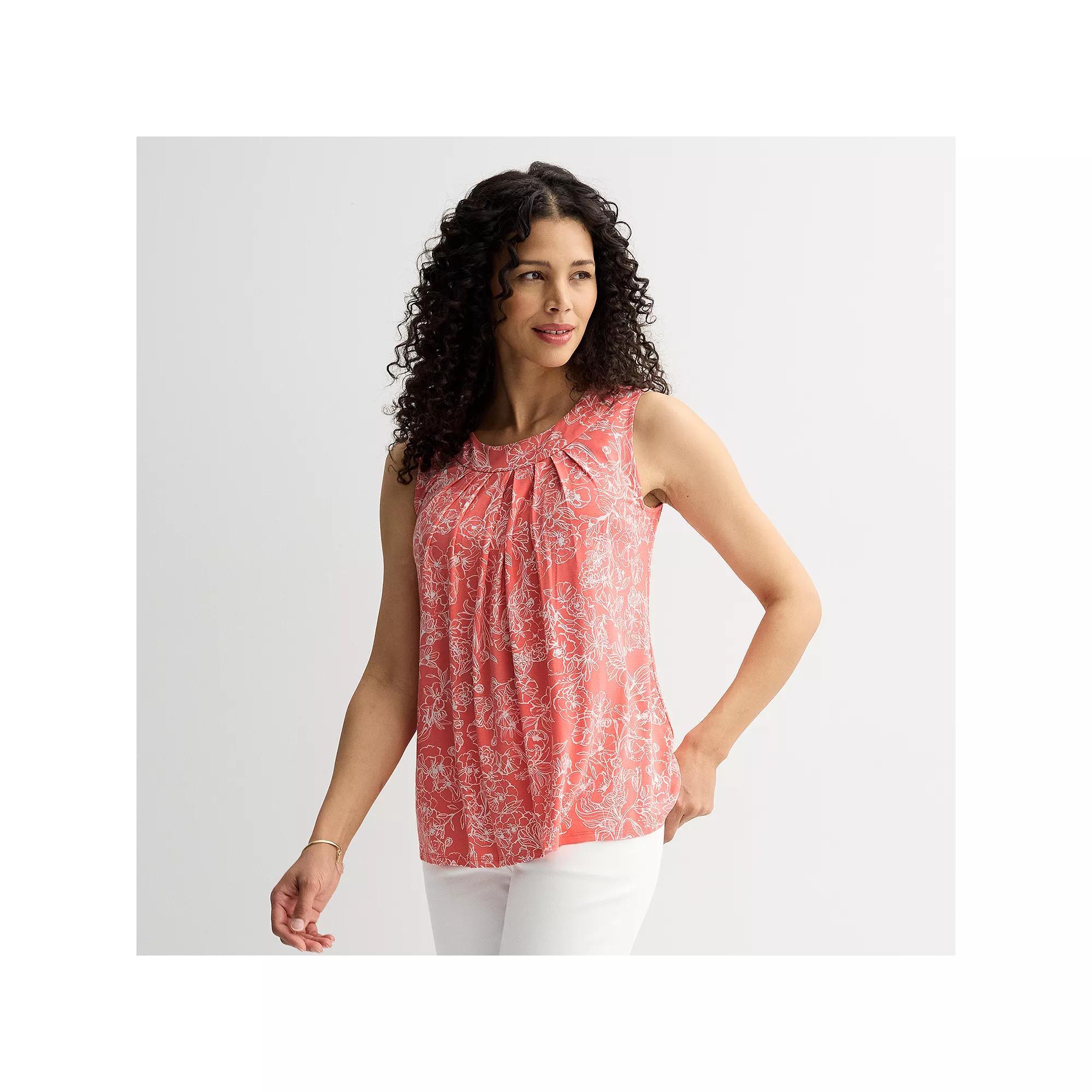 Women's Croft & Barrow® Pleated Tank Top, Size: XL, Pink Garden Floral Product Image