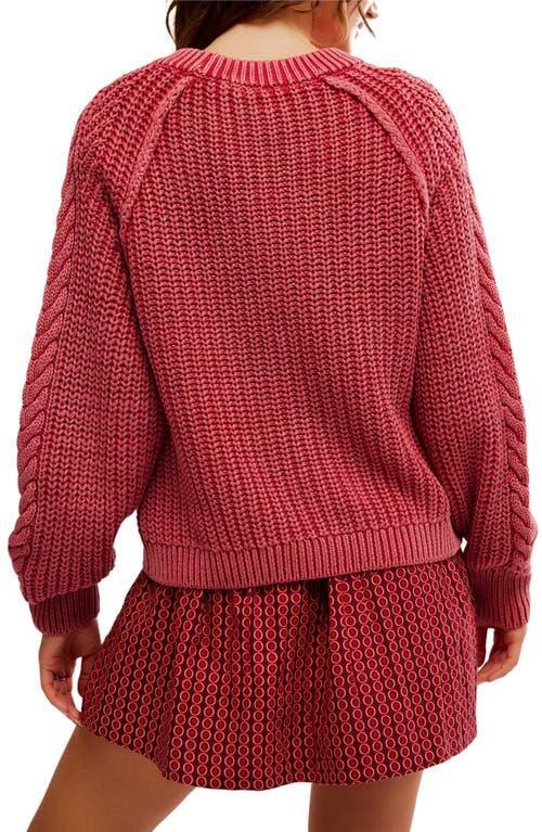 Frankie Cable Cotton Sweater In Cherry Product Image