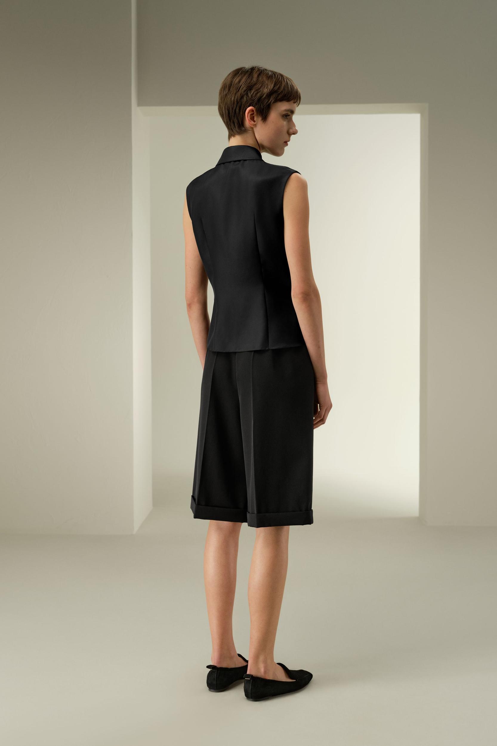 LILYSILK Silk Top Sleeveless - Female - Black 100% Pure Silk - Functional Zipper Placket Camisole XL Product Image