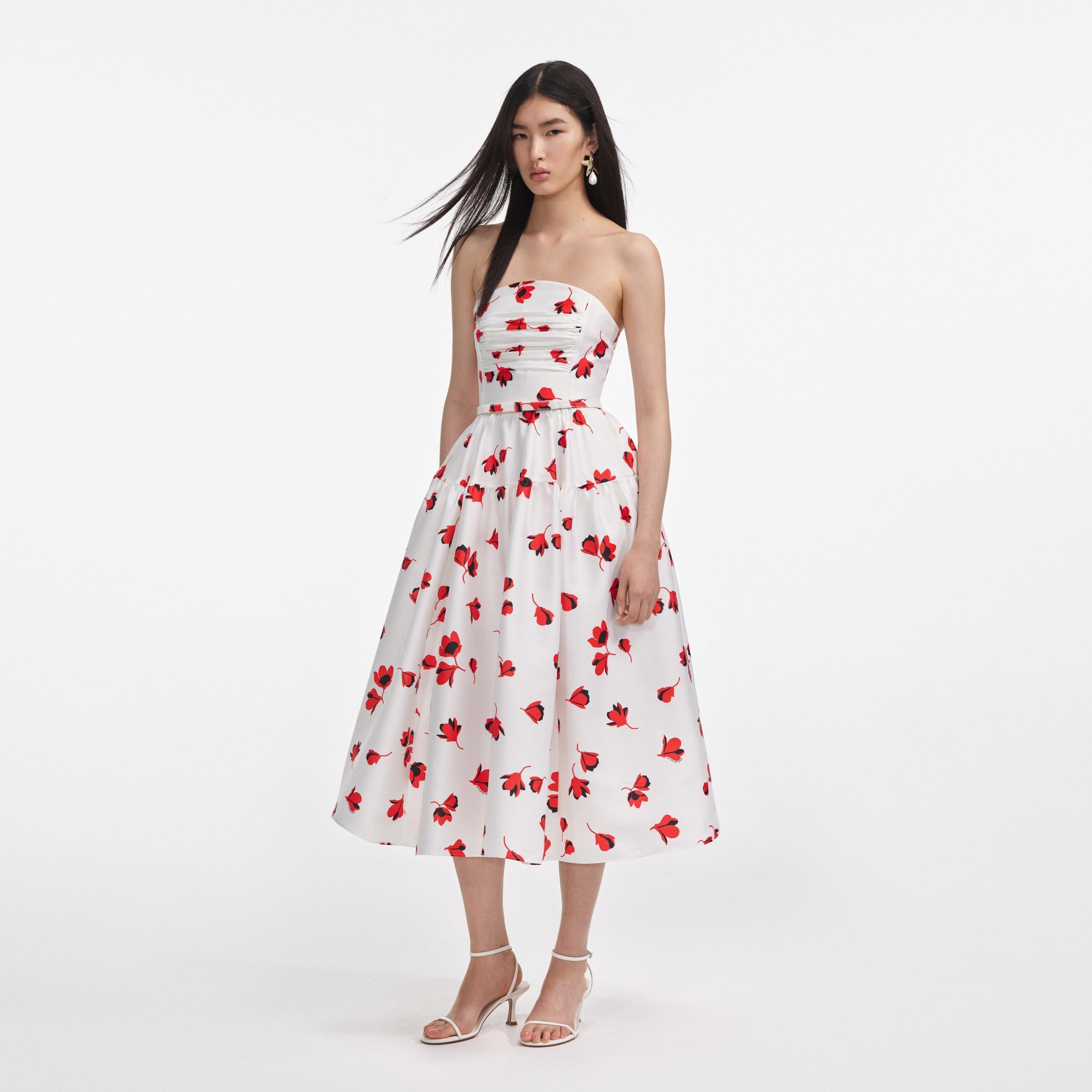 Floral Print Taffeta Midi Dress Product Image