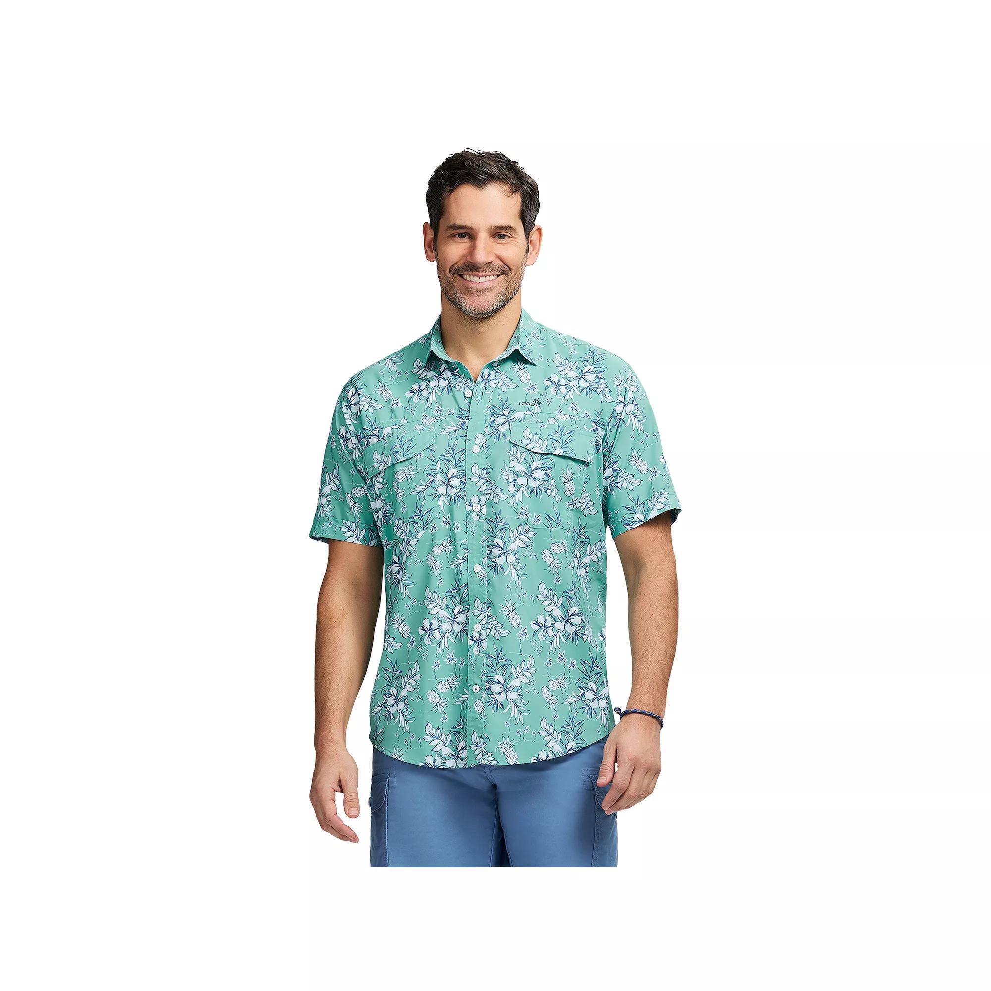 Men's IZOD Sunshield Performance Button Front Shirt, Size: Large, Wasabi Palm Product Image