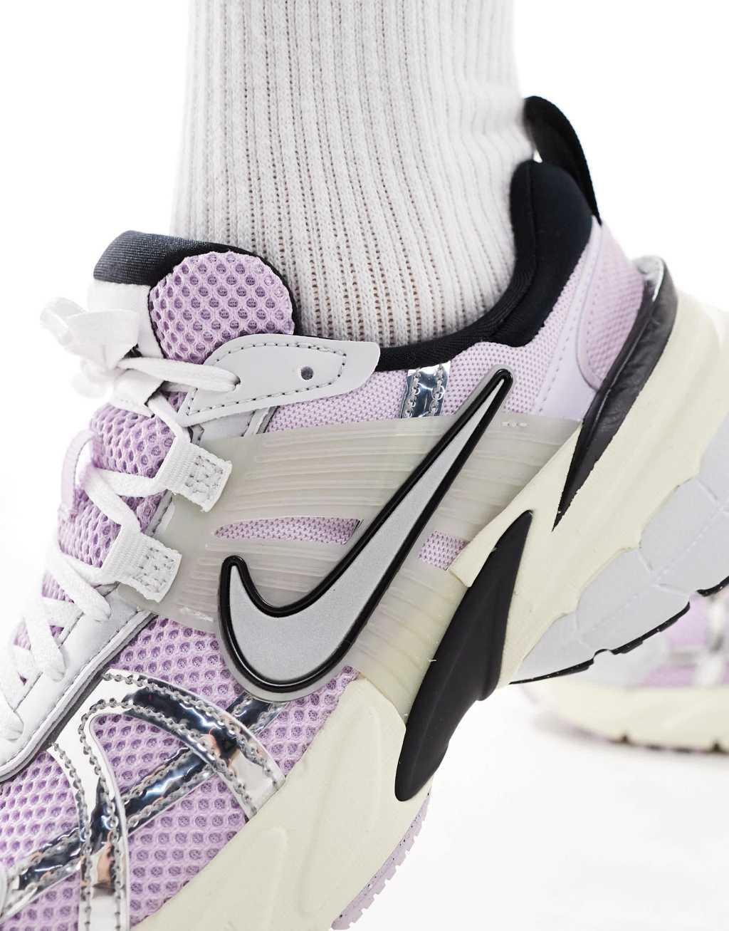 Nike V2K Run sneakers in silver and grape Product Image