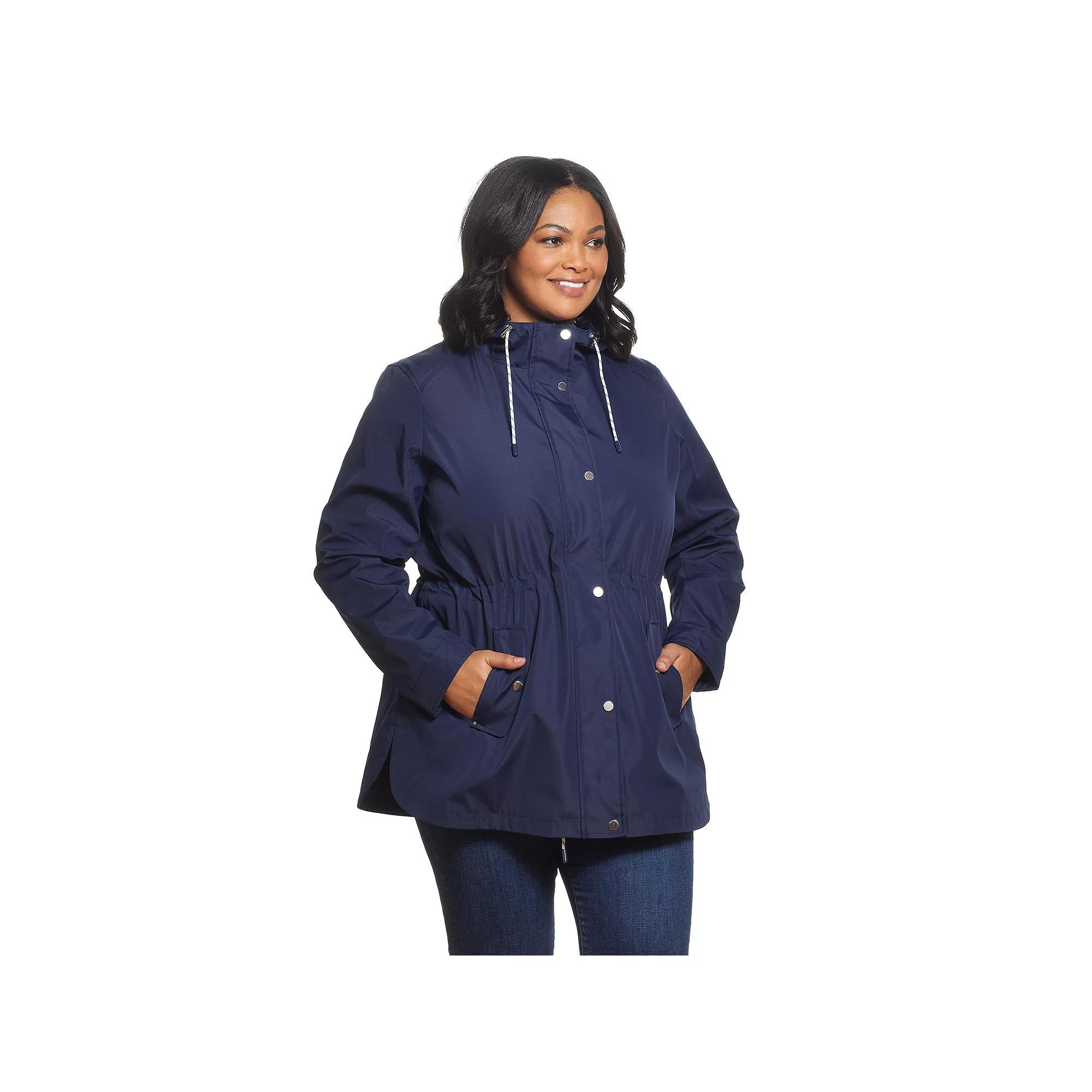 Plus Size Weathercast Hooded Nautical Anorak Jacket, Women's, Size: 1XL, Blue Product Image