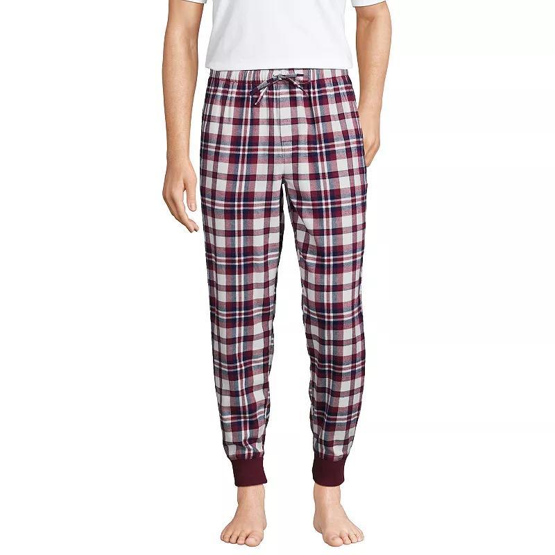 Big & Tall Lands End Plaid Flannel Jogger Pajama Sleep Pants, Mens Blue Alabaster Plaid Product Image