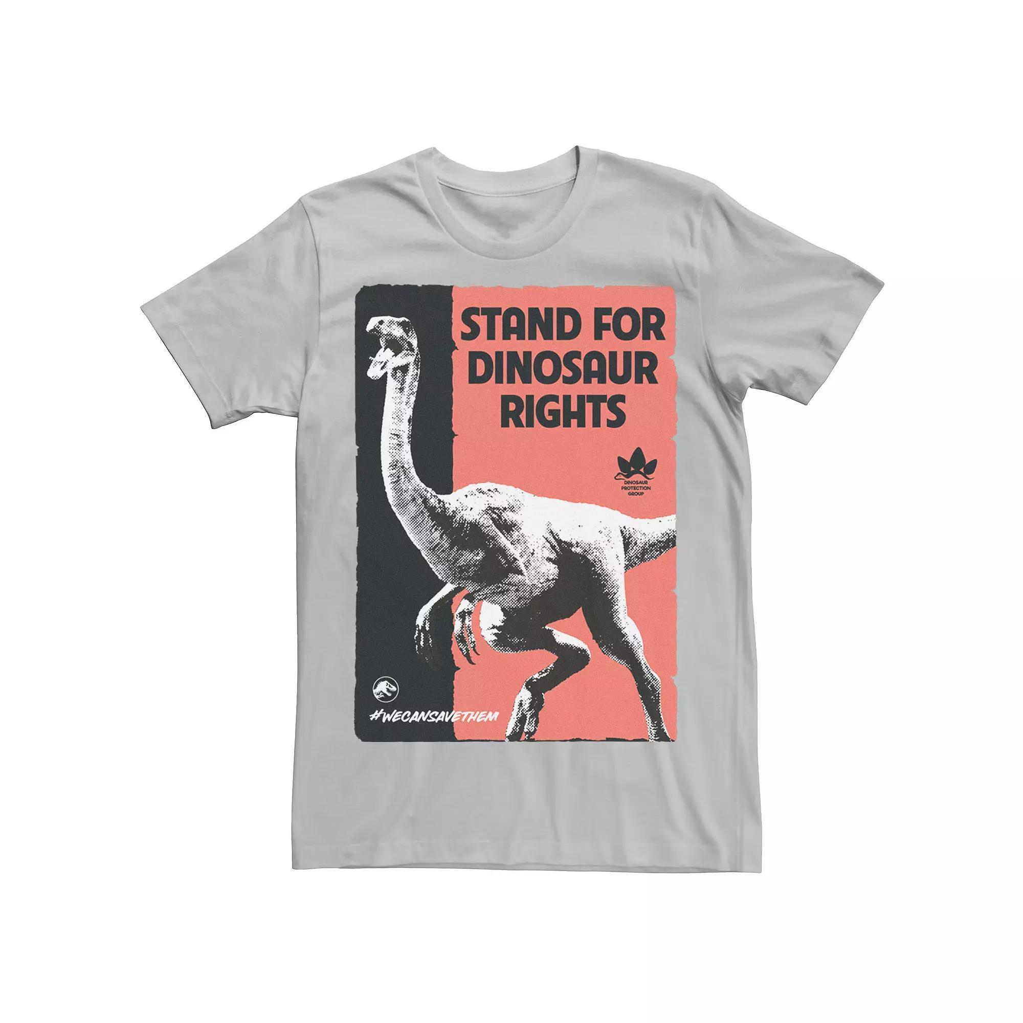 Men's Jurassic World Stand For Dinosaurs Poster Tee, Size: XL, Silver Product Image