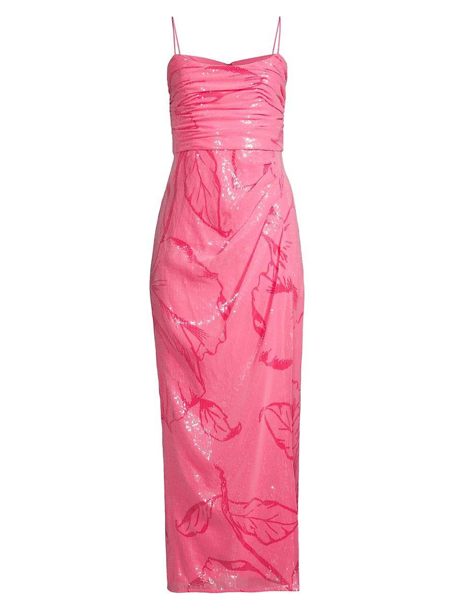 Womens Luxe Floral Sequin Sleeveless Gown Product Image