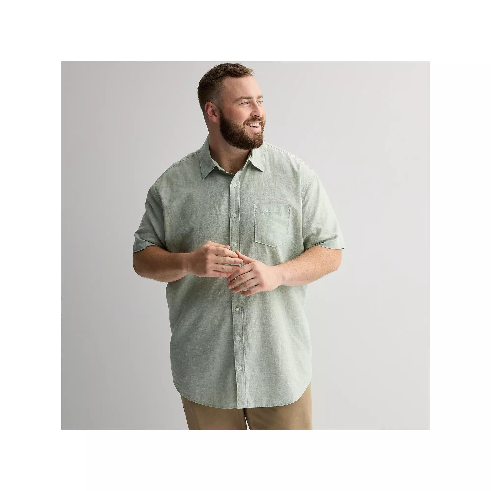 Big & Tall Sonoma Goods For Life Short Sleeve Perfect Length Linen Shirt, Mens Product Image