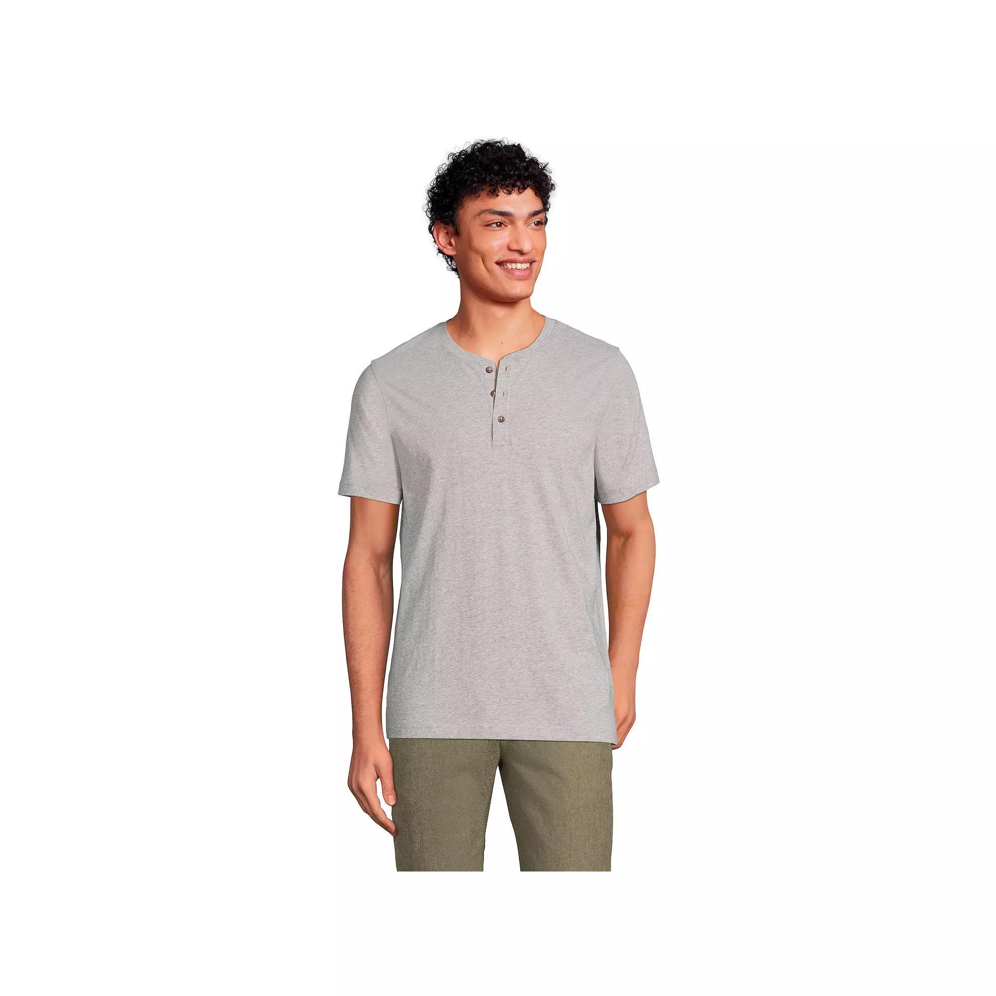 Men's Lands' End Short Sleeve Supima Jersey Henley Top,  Product Image