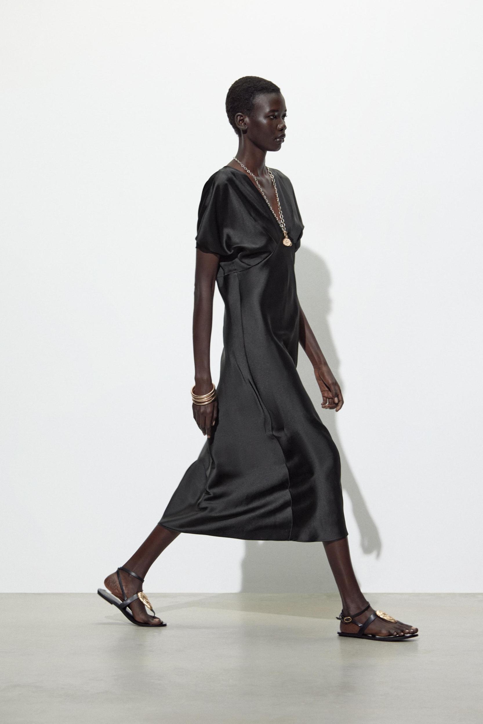 SATIN EFFECT MIDI DRESS Product Image