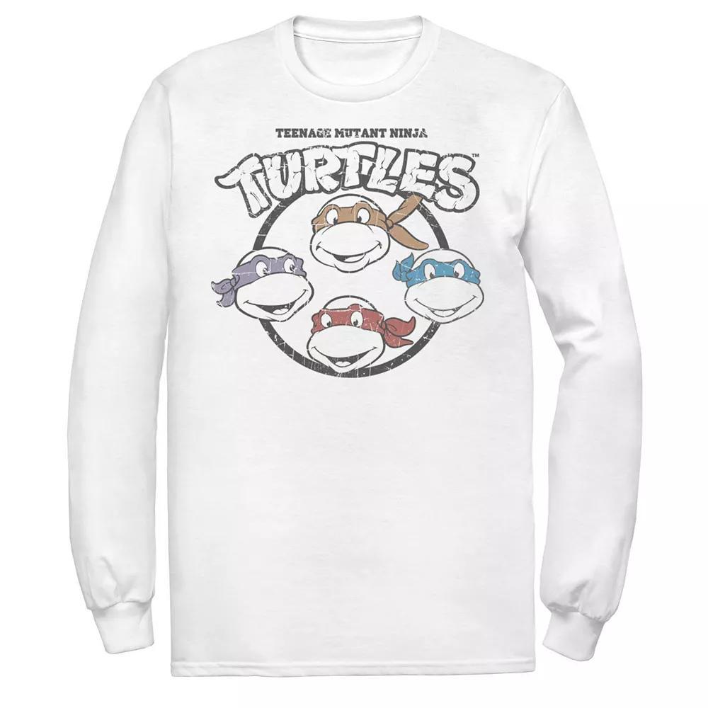 Men's Ninja Turtles Color Pop Head Shot Long Sleeve Tee, Size: Large, White Product Image