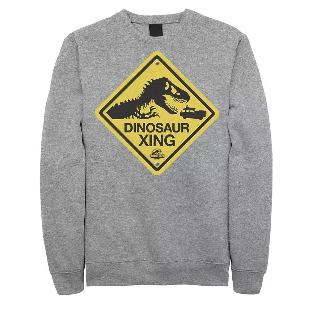 Men's Jurassic Park Dinosaur Crossing Yellow Sign Sweatshirt,  Product Image