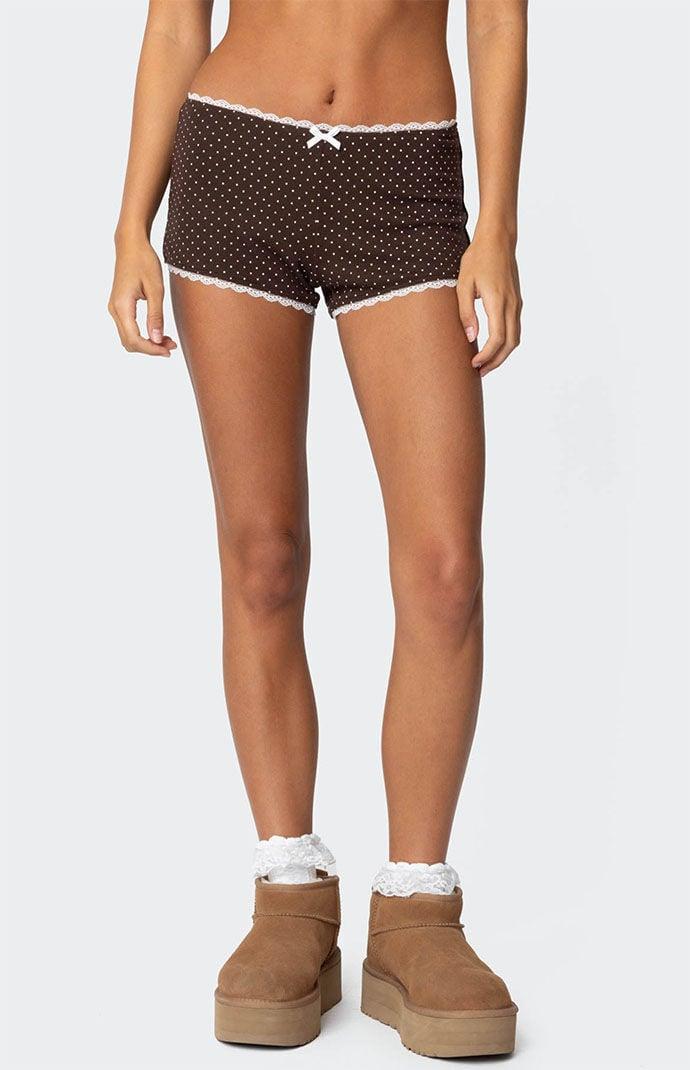 Edikted Women's Juliana Polka Dot Ribbed Shorts Product Image