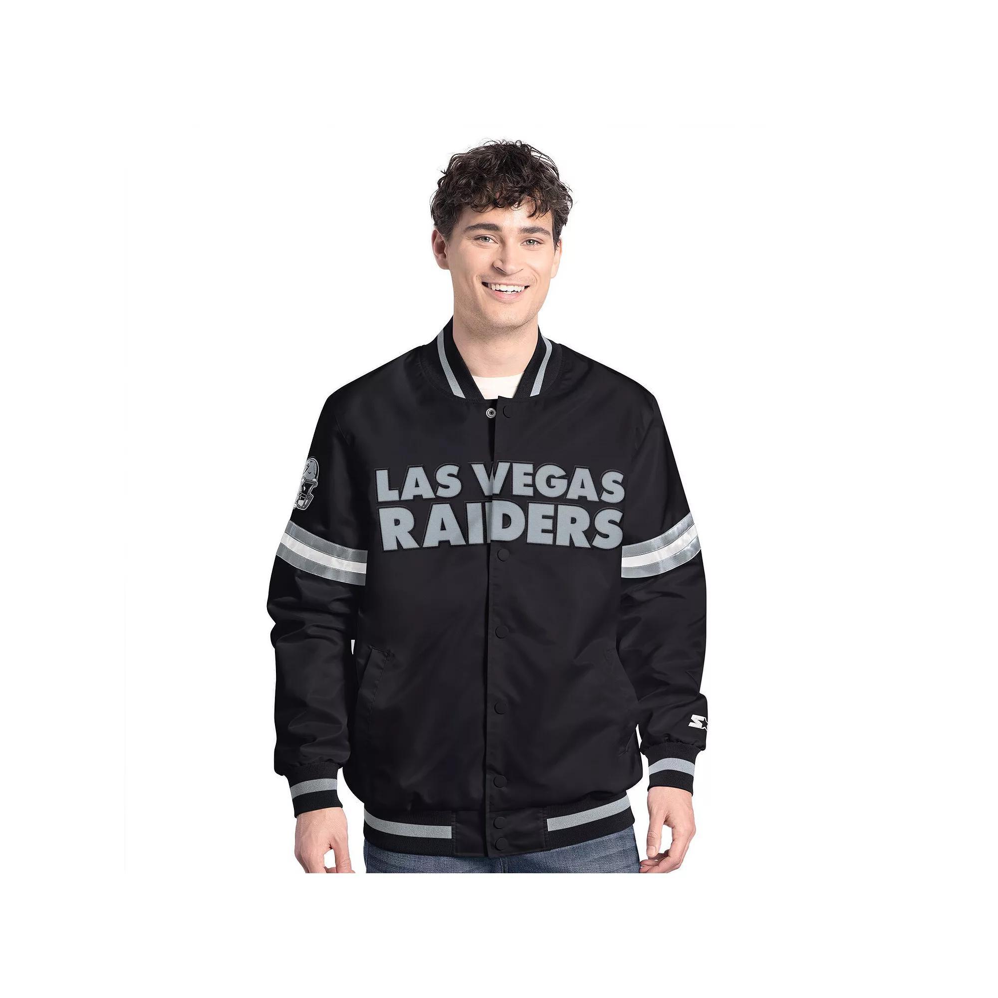 Men's Starter Black Las Vegas Raiders Scout Full-Snap Varsity Jacket,  Product Image
